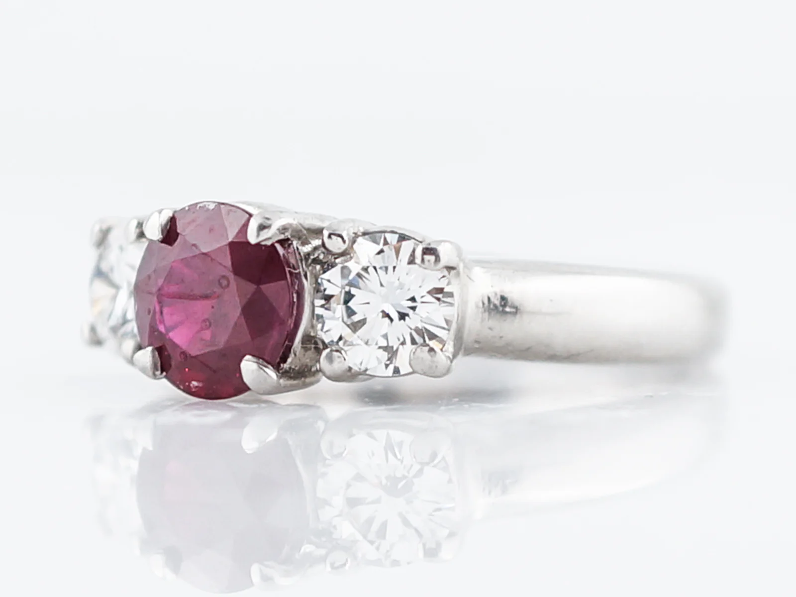 Right Hand Ring Modern GIA 1.25 Round Cut Ruby in Platinum - Image 3