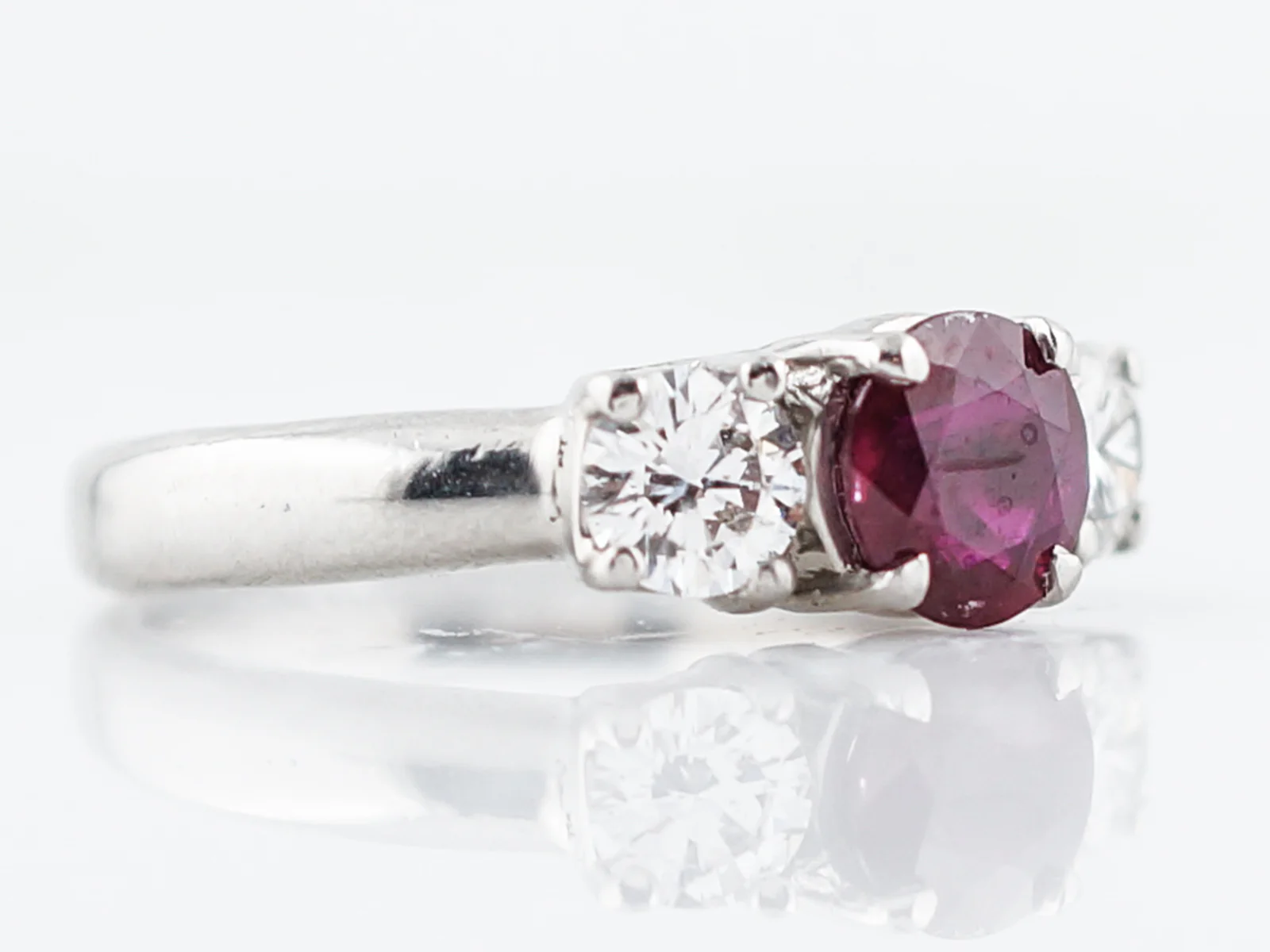 Right Hand Ring Modern GIA 1.25 Round Cut Ruby in Platinum - Image 4