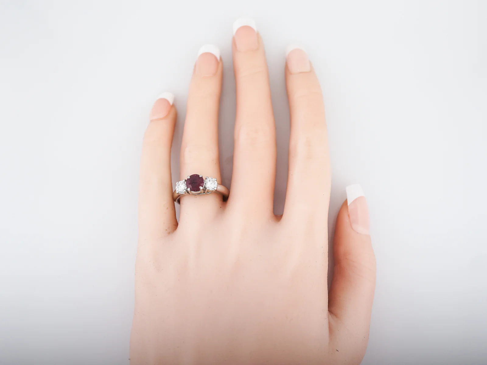 Right Hand Ring Modern GIA 1.25 Round Cut Ruby in Platinum - Image 6