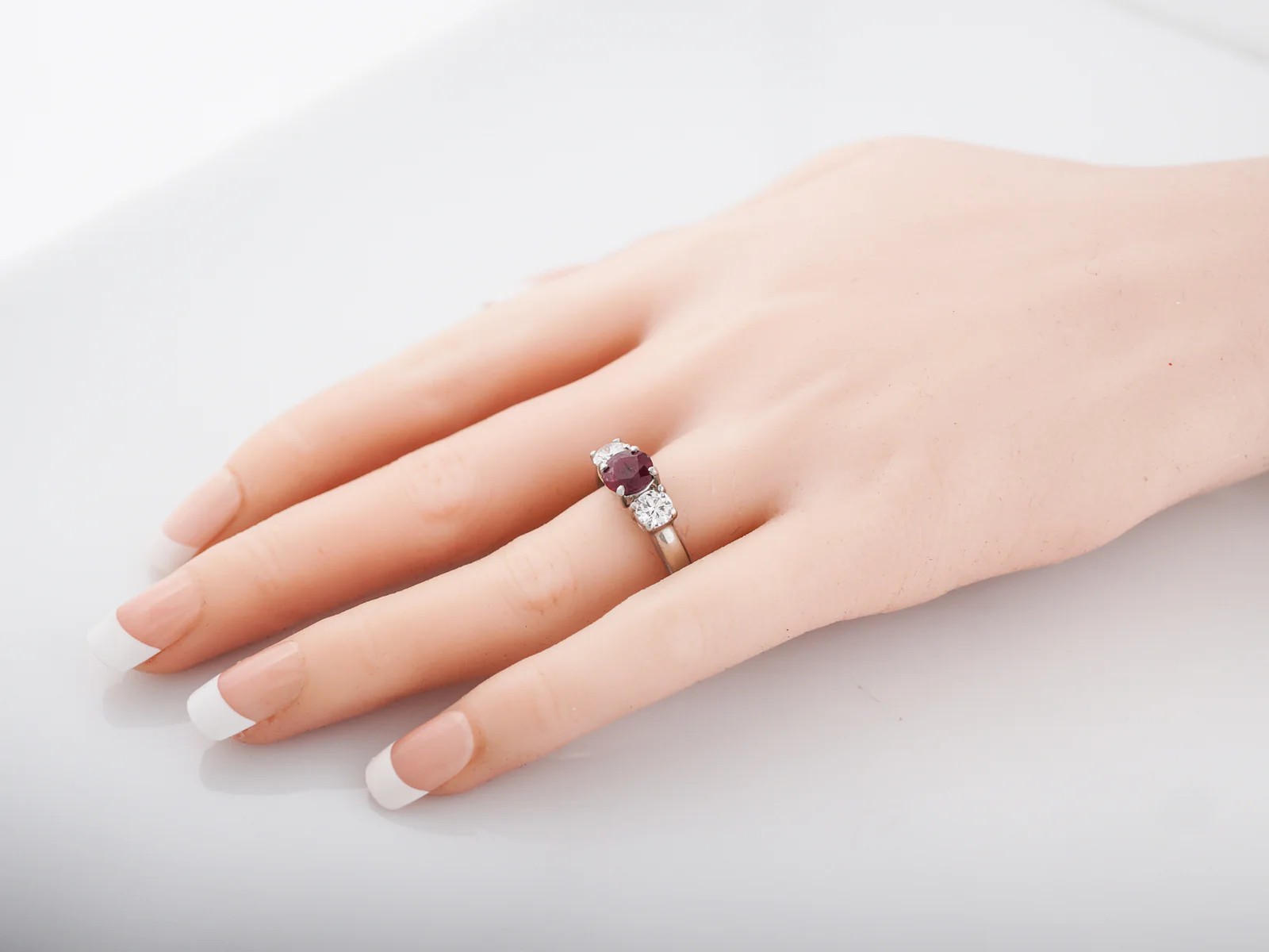 Right Hand Ring Modern GIA 1.25 Round Cut Ruby in Platinum - Image 7