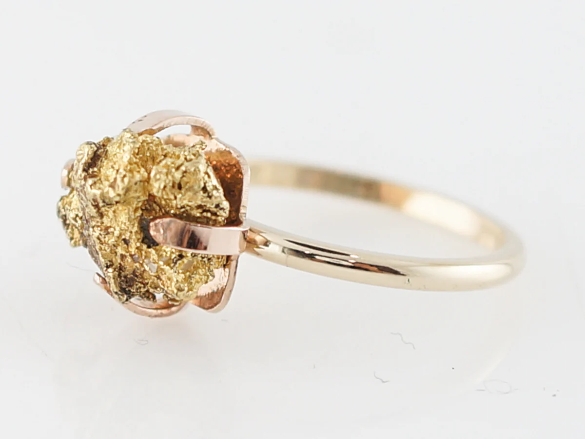 Right Hand Ring Modern Gold Nugget in 14k Yellow Gold - Image 3