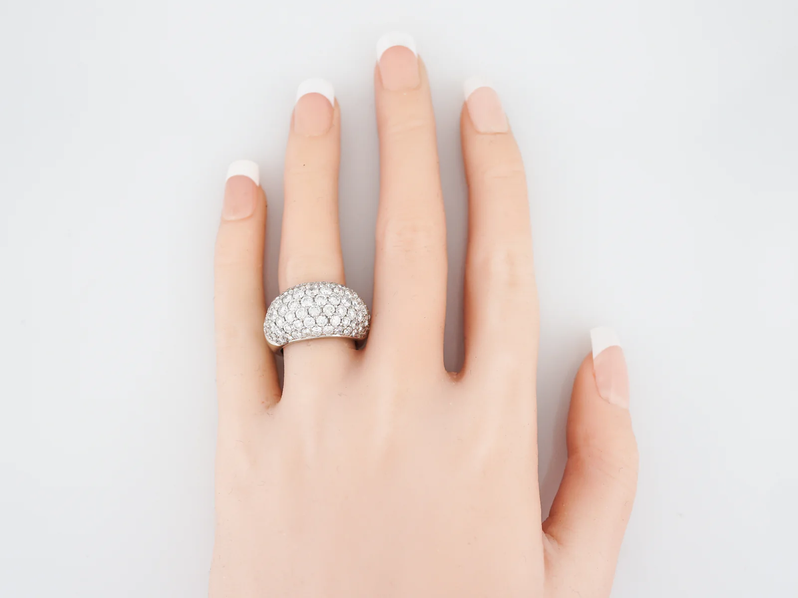 Right Hand Ring Modern Pave 4.83 Round Brilliant Cut Diamonds in Platinum - Image 7