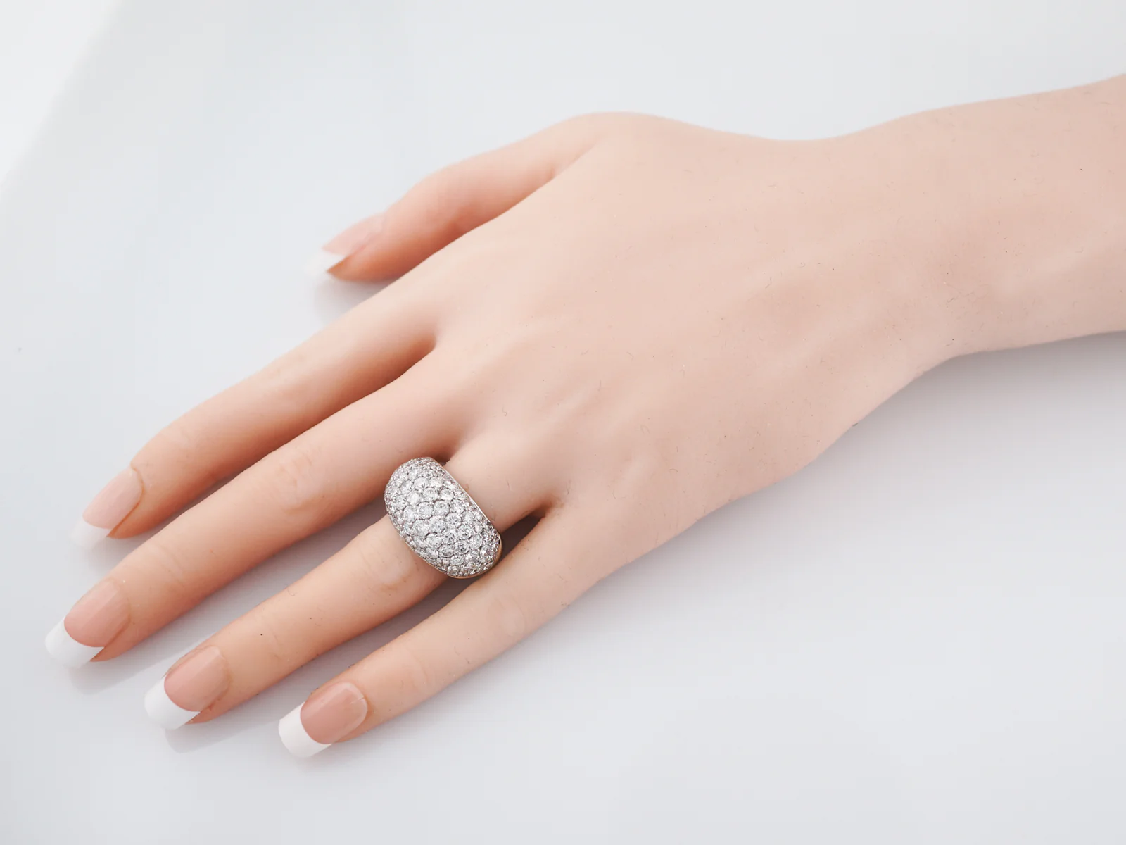 Right Hand Ring Modern Pave 4.83 Round Brilliant Cut Diamonds in Platinum - Image 8