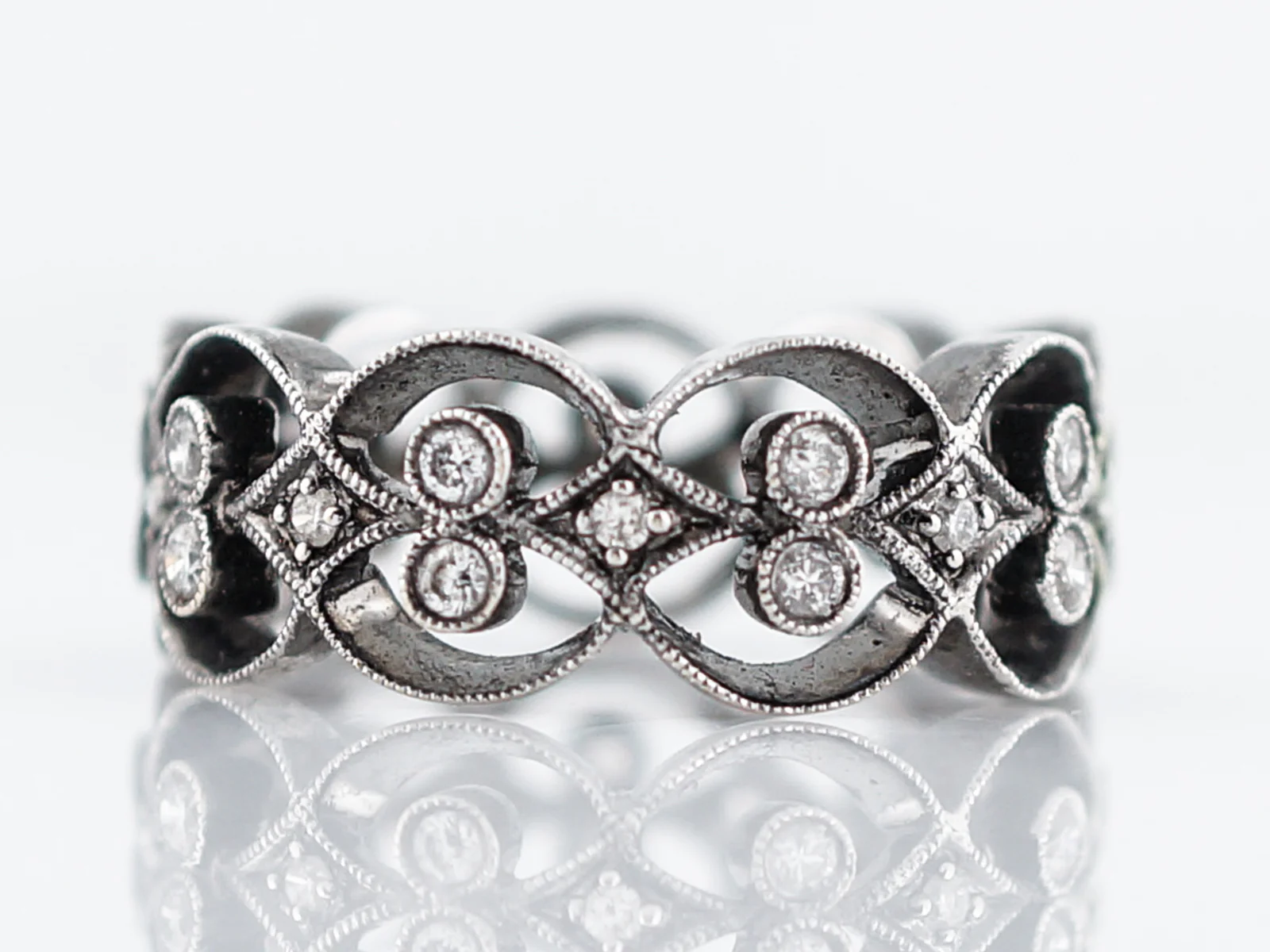 Right Hand Ring Modern .49 Round Brilliant Cut Diamonds in 14k White Gold