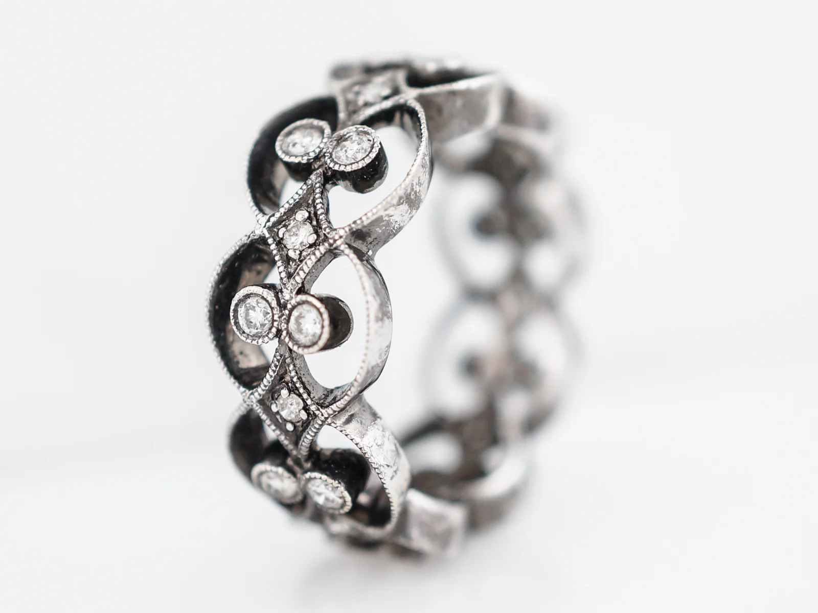 Right Hand Ring Modern .49 Round Brilliant Cut Diamonds in 14k White Gold - Image 2