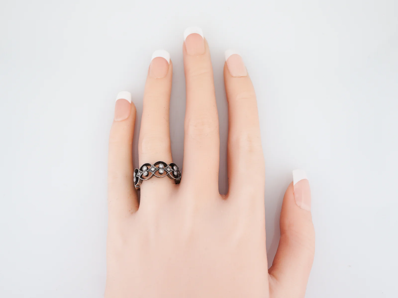 Right Hand Ring Modern .49 Round Brilliant Cut Diamonds in 14k White Gold - Image 5