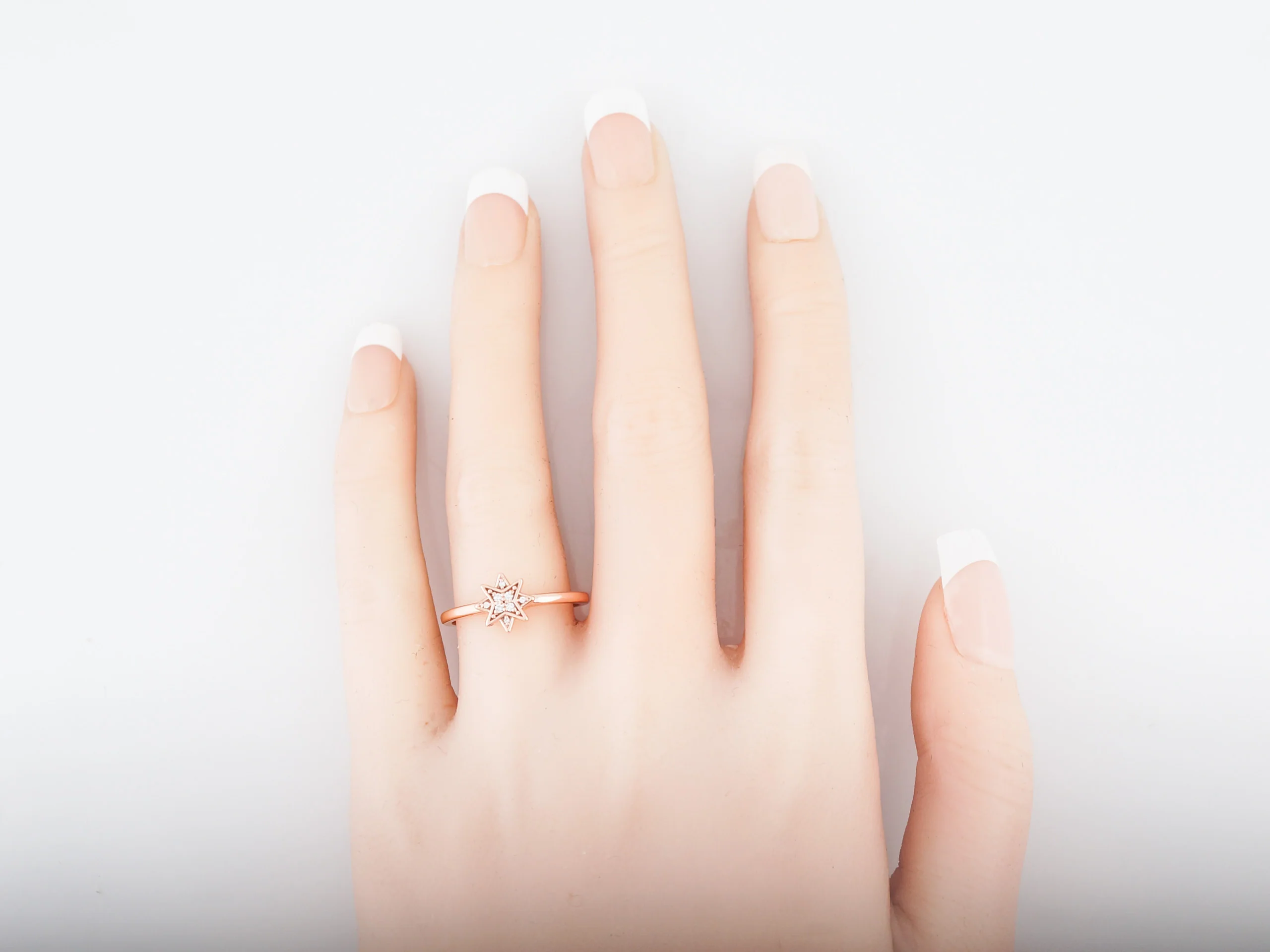 Right Hand Ring Modern .04 Round Brilliant Cut Diamonds in 14k Rose Gold - Image 6