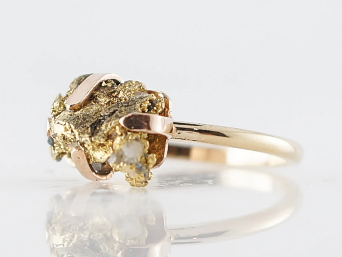 Right Hand Ring Victorian Gold Nugget in 14k Yellow Gold - Image 2