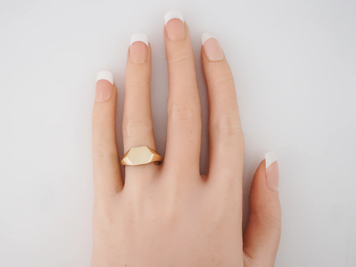 Right Hand Signet Ring Modern in 14k Yellow Gold - Image 6