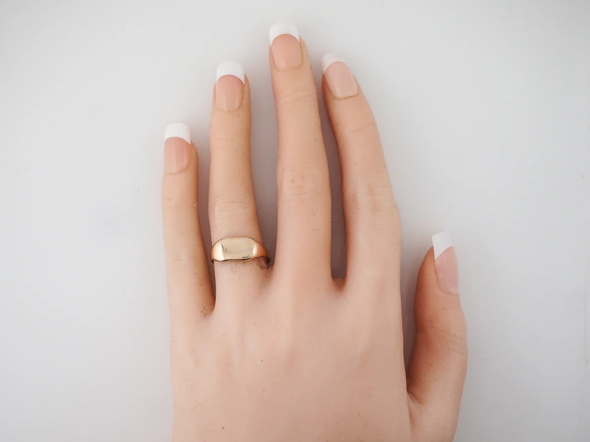 Right Hand Signet Ring Modern in 14k Yellow Gold - Image 6