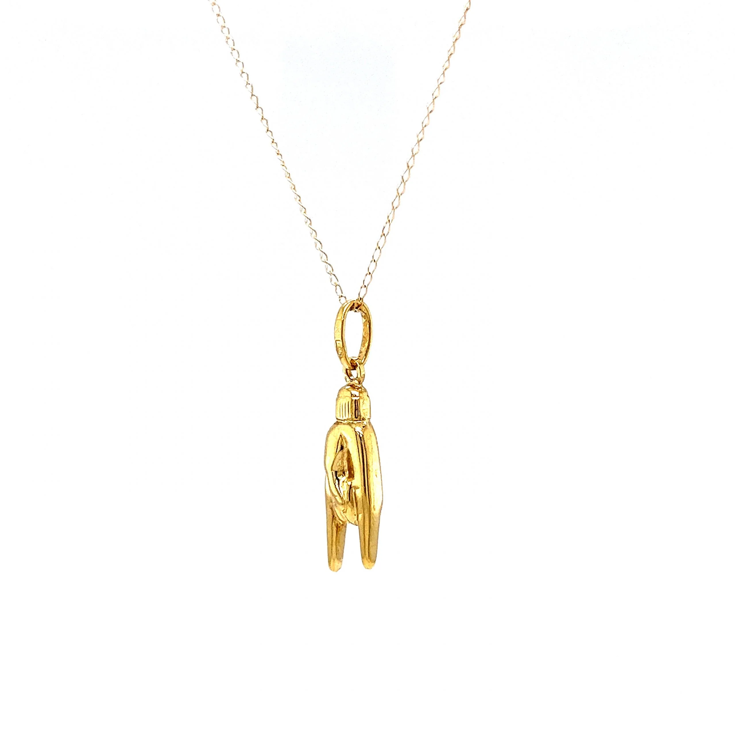 Rock On Good Luck Hand Pendant Necklace in 14k Yellow Gold - Image 2