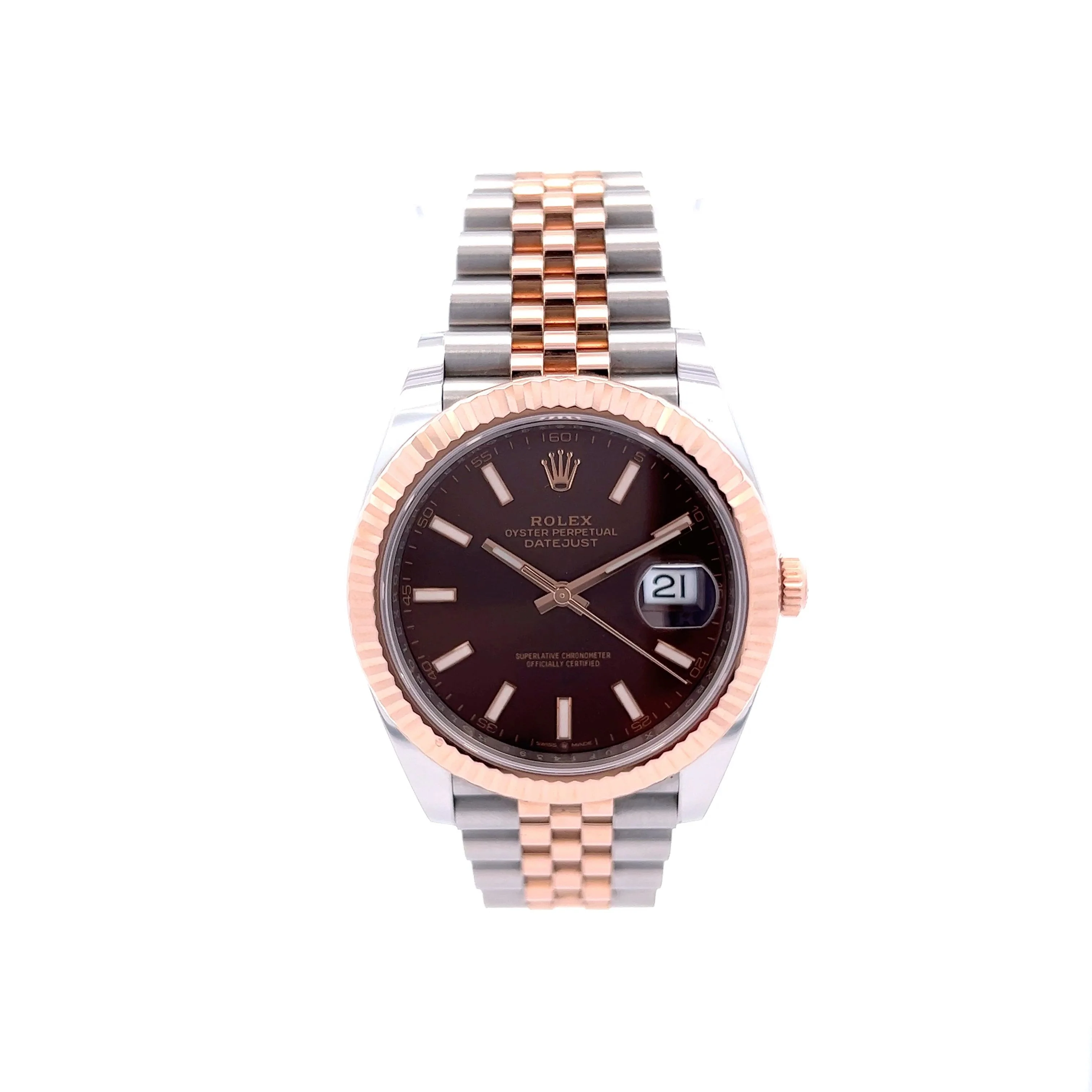 Rolex Datejust Two-Tone Jubilee Rose Gold Brown Dial 41mm 126331