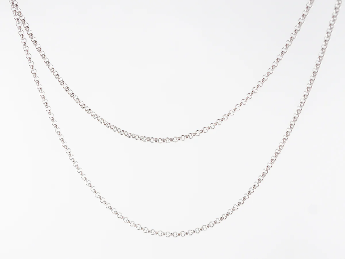 Rolo Chain Necklace in 14k White Gold - Image 2