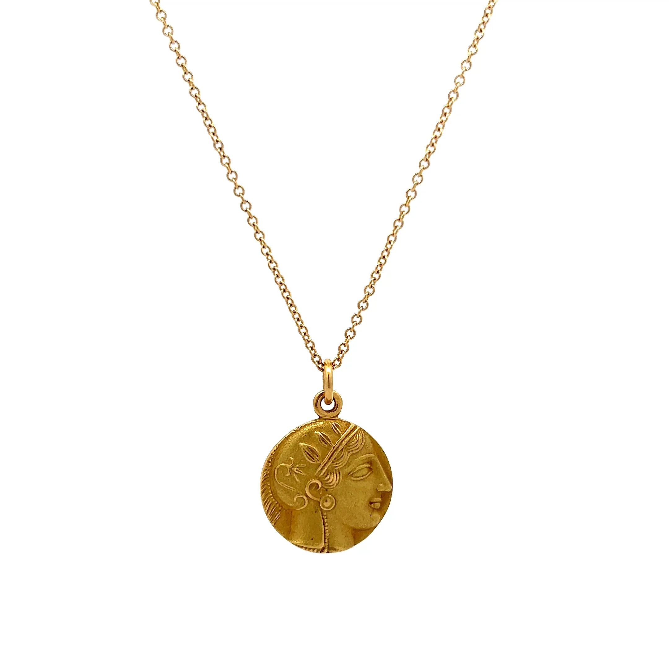 Athens Coin Pendant Necklace in 18k Yellow Gold