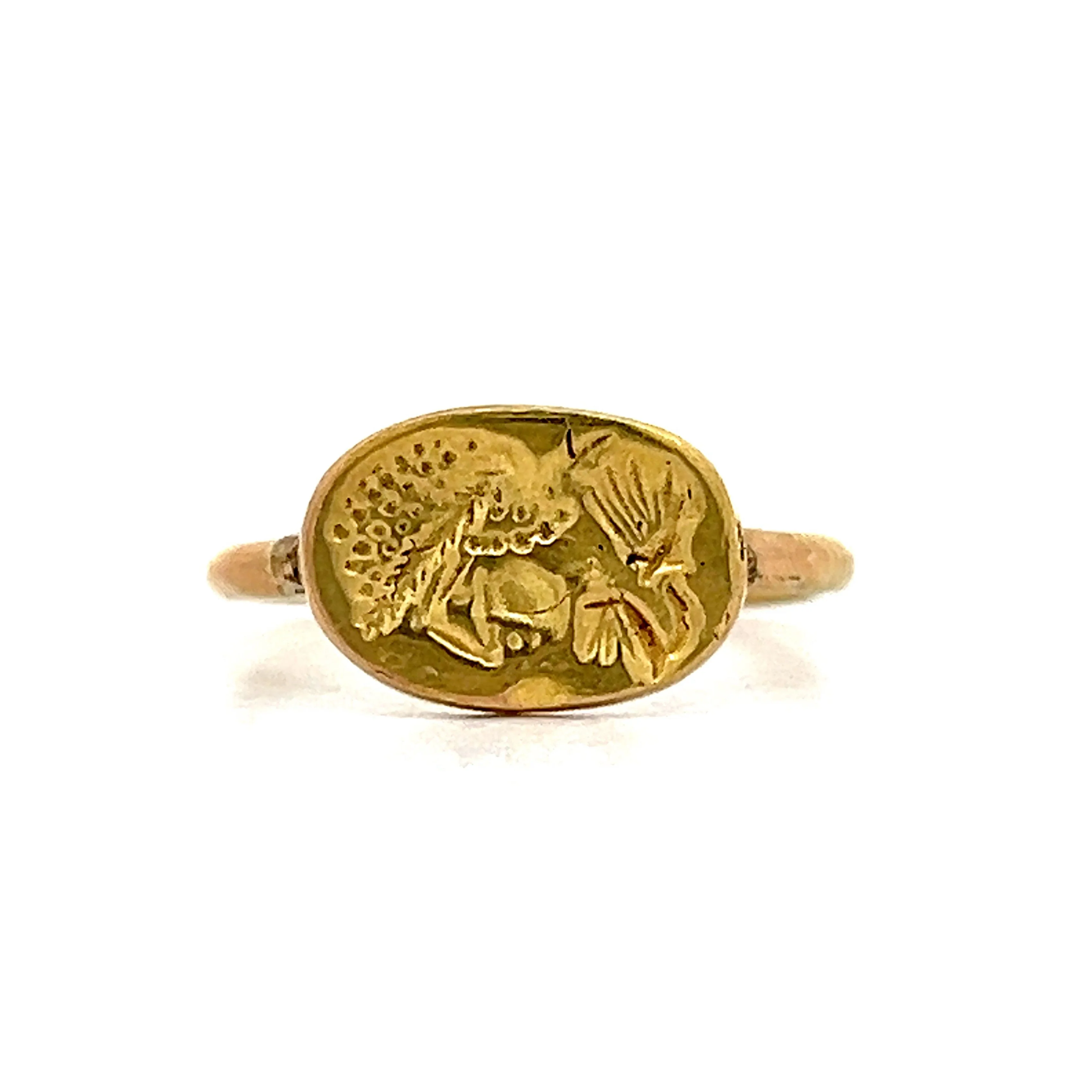 Roman Style Signet Stacking Ring in 18k Yellow Gold