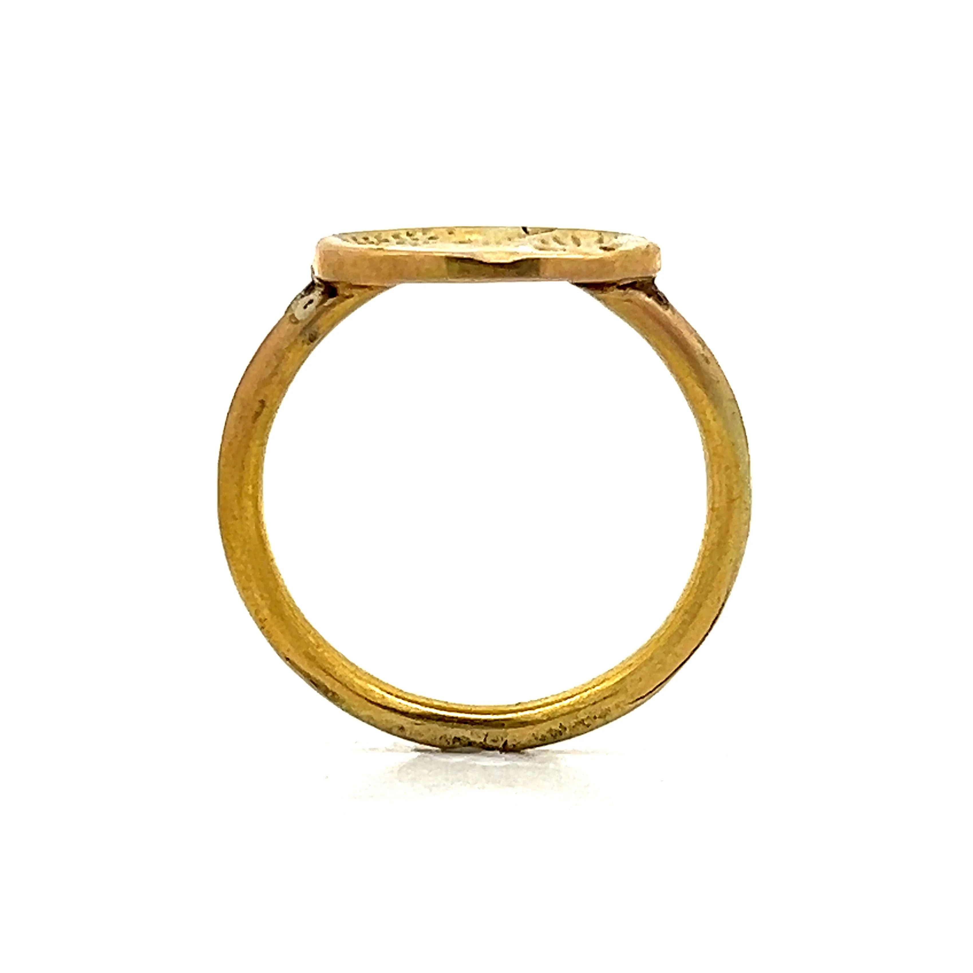 Roman Style Signet Stacking Ring in 18k Yellow Gold - Image 4
