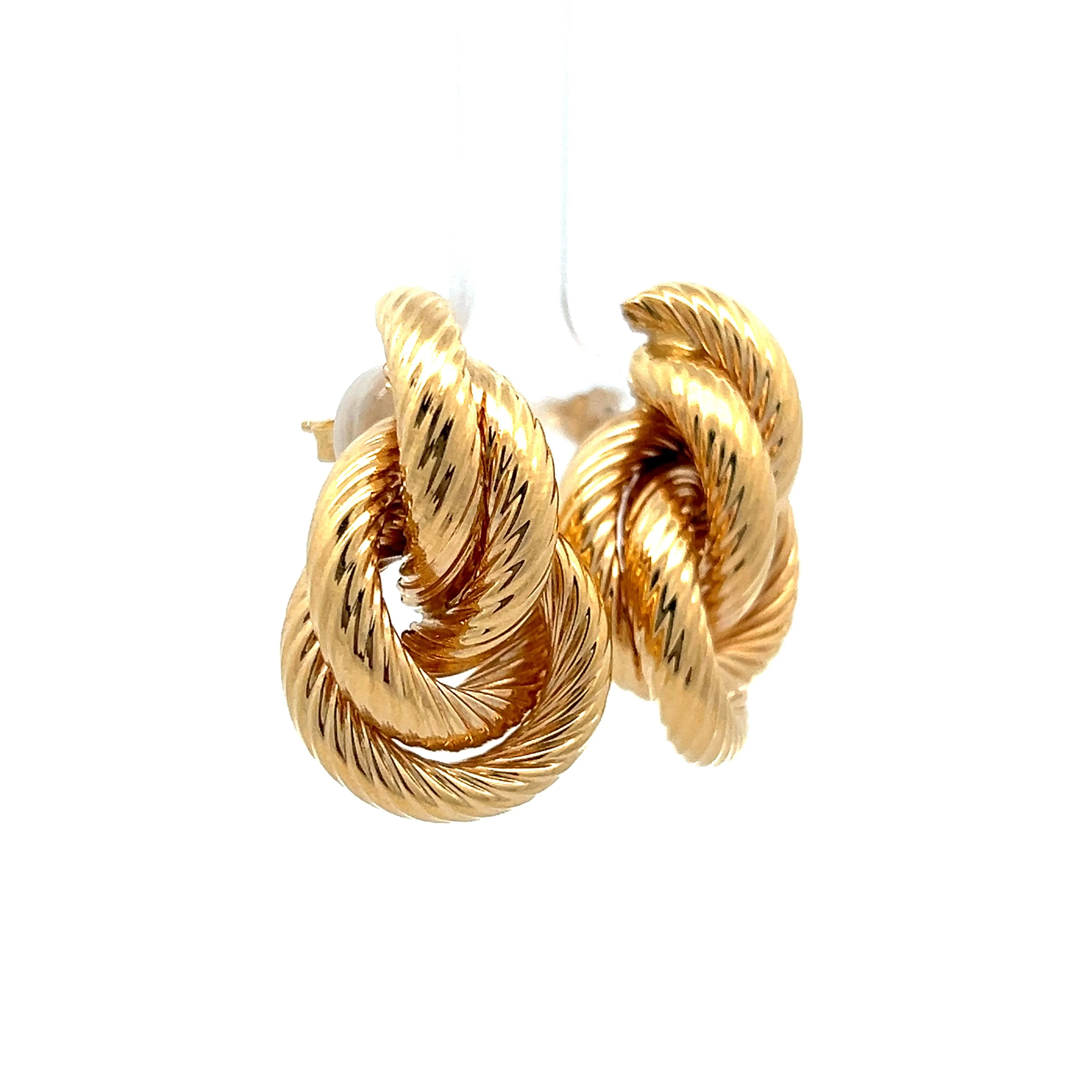 Rope Textured Stud Earrings in 14k Yellow Gold - Image 3