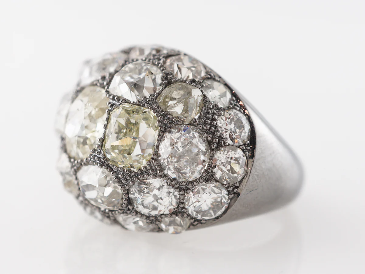 Rose Cut Diamond Cocktail Ring in 18k White Gold - Image 2