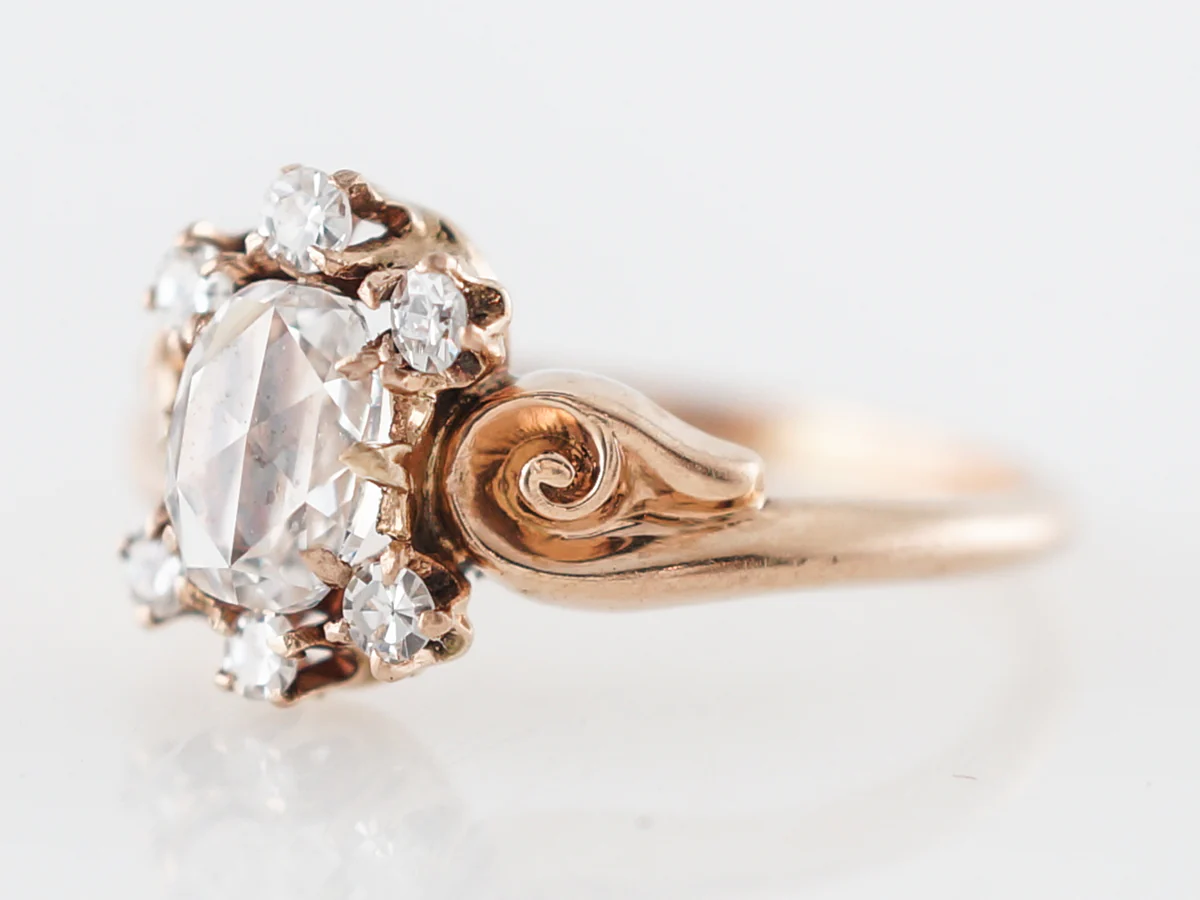 Victorian Rose Cut Diamond Engagement Ring in Rose Gold - Image 2