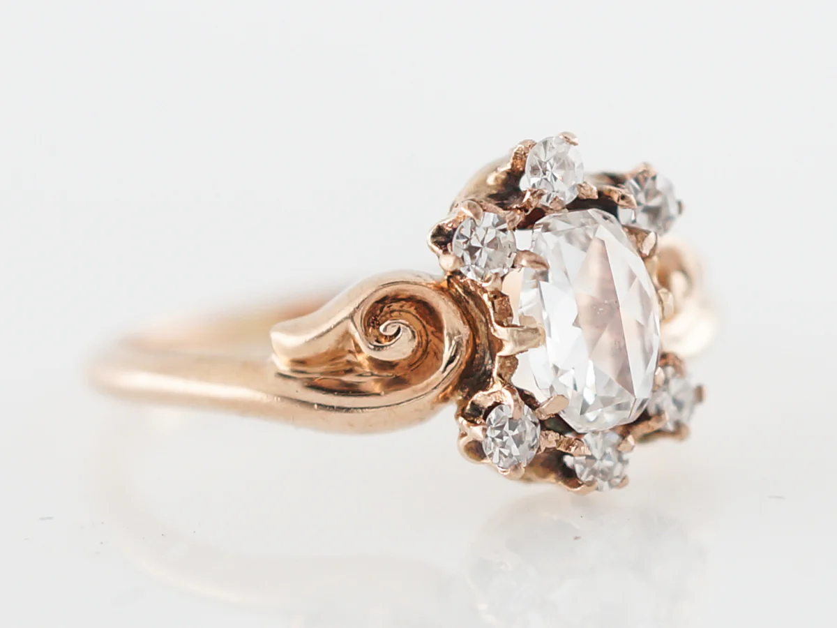 Victorian Rose Cut Diamond Engagement Ring in Rose Gold - Image 3
