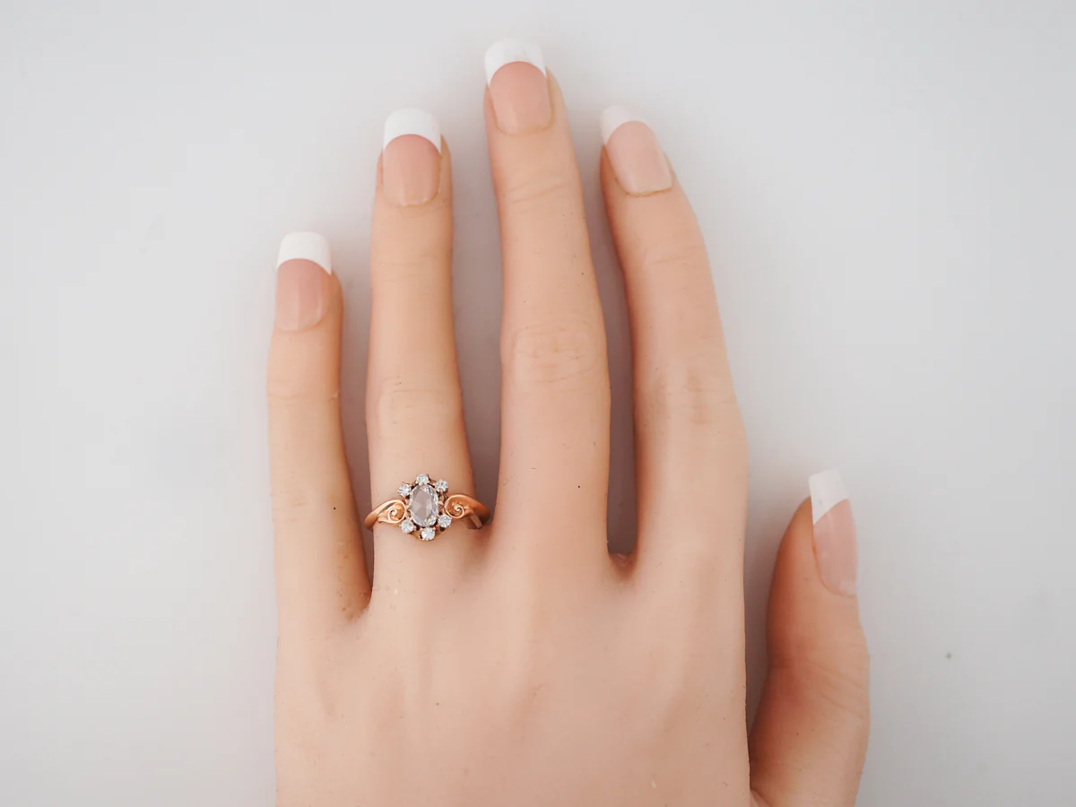Victorian Rose Cut Diamond Engagement Ring in Rose Gold - Image 6