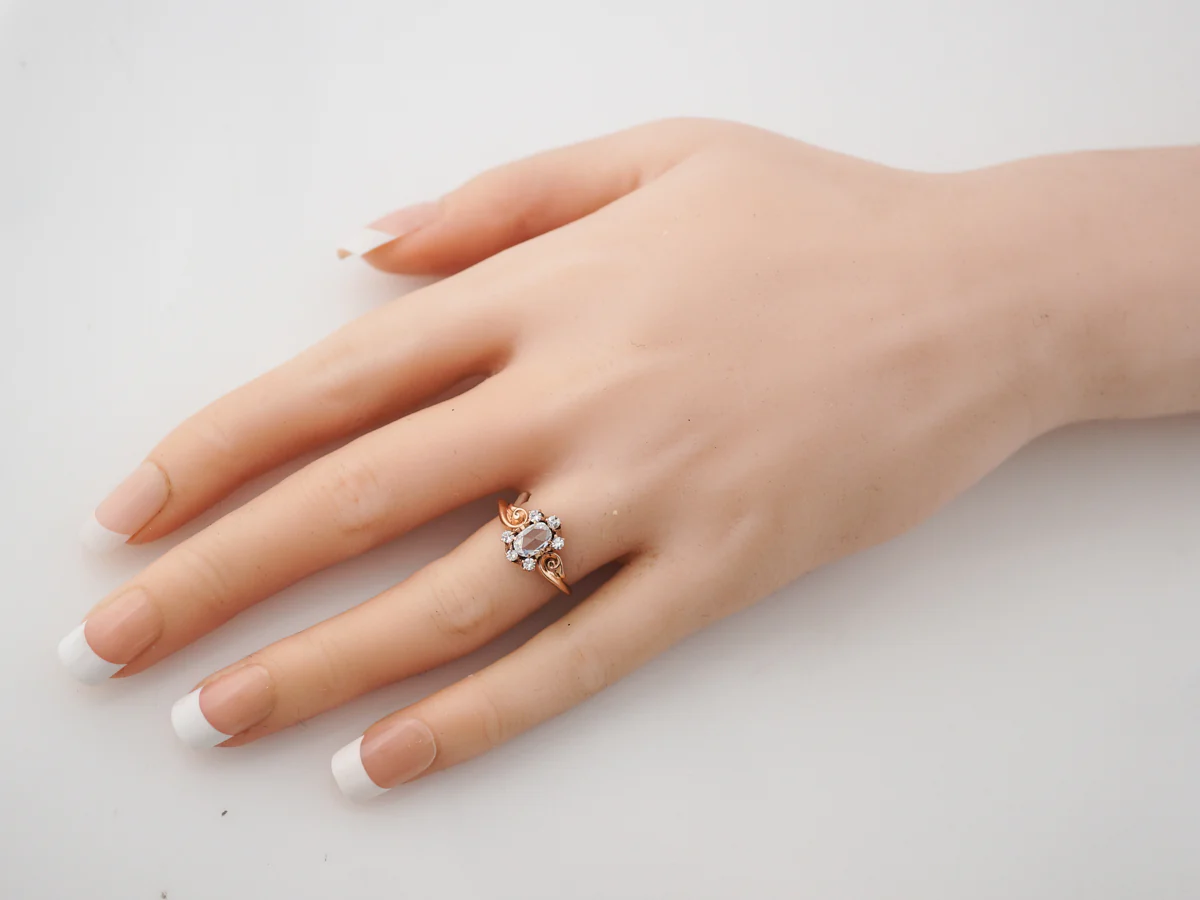Victorian Rose Cut Diamond Engagement Ring in Rose Gold - Image 7