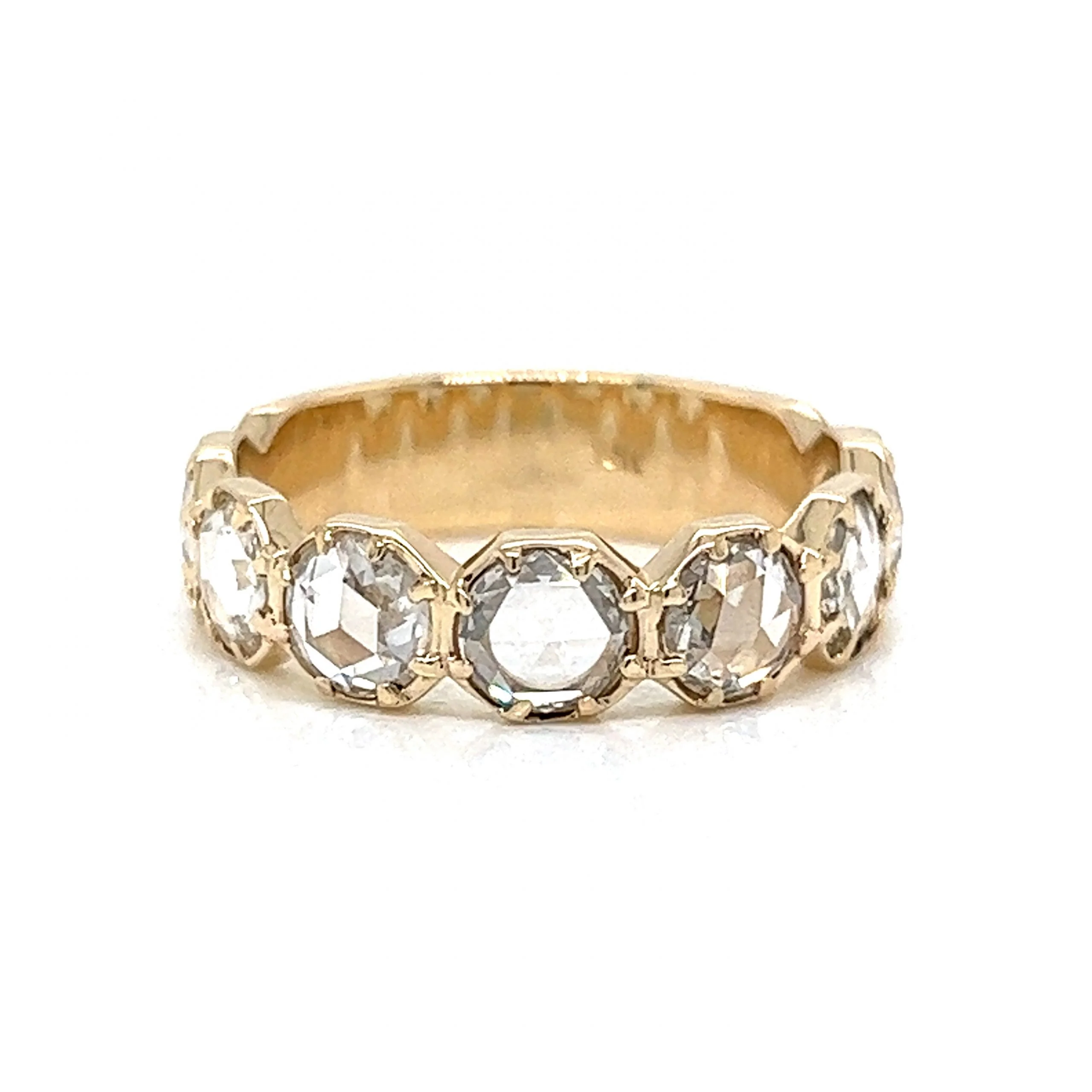 Rose Cut Diamond Half Eternity Band in 14k Yellow Gold