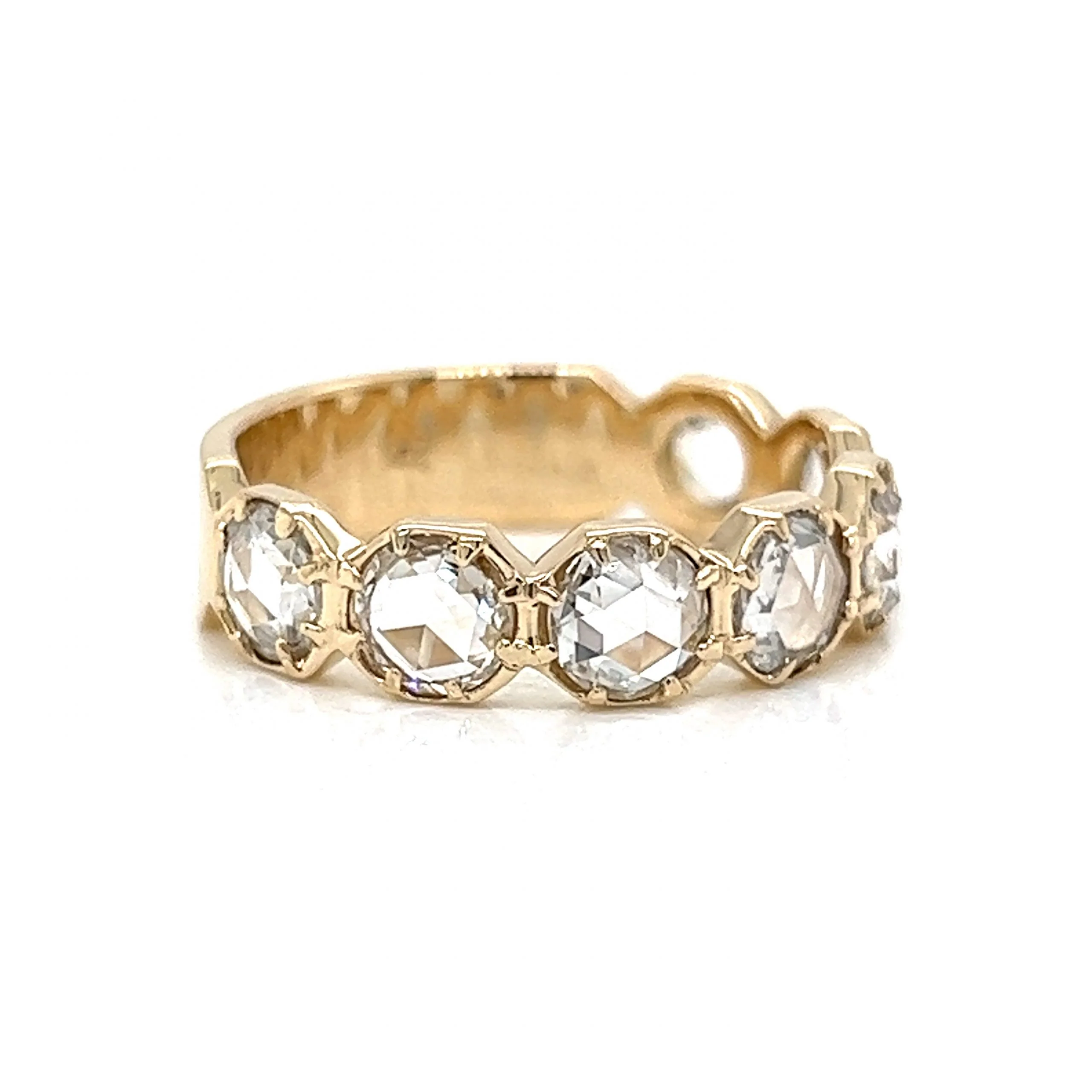 Rose Cut Diamond Half Eternity Band in 14k Yellow Gold - Image 3