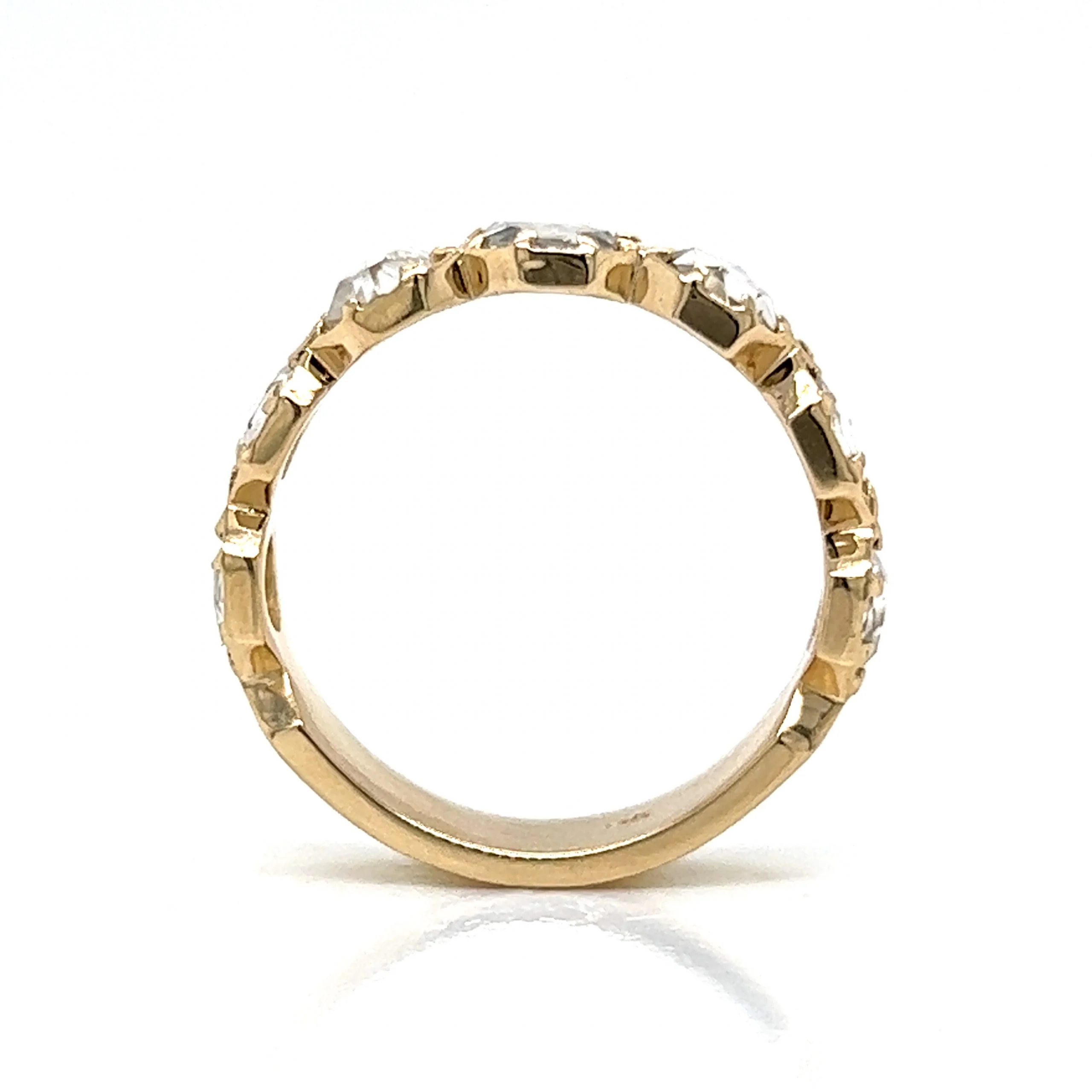 Rose Cut Diamond Half Eternity Band in 14k Yellow Gold - Image 4