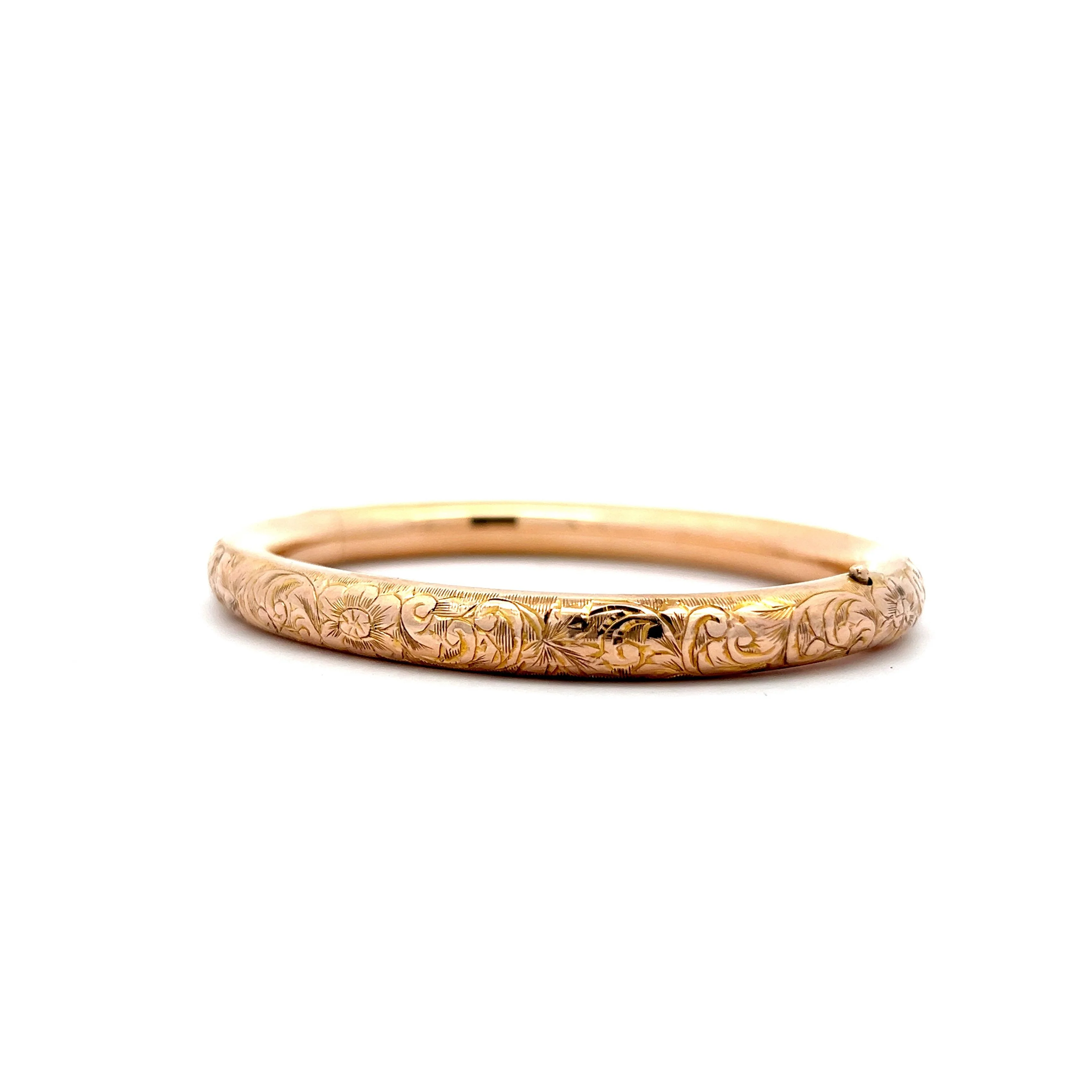 Victorian Rose Gold Filigree Engraved Bangle - Image 2