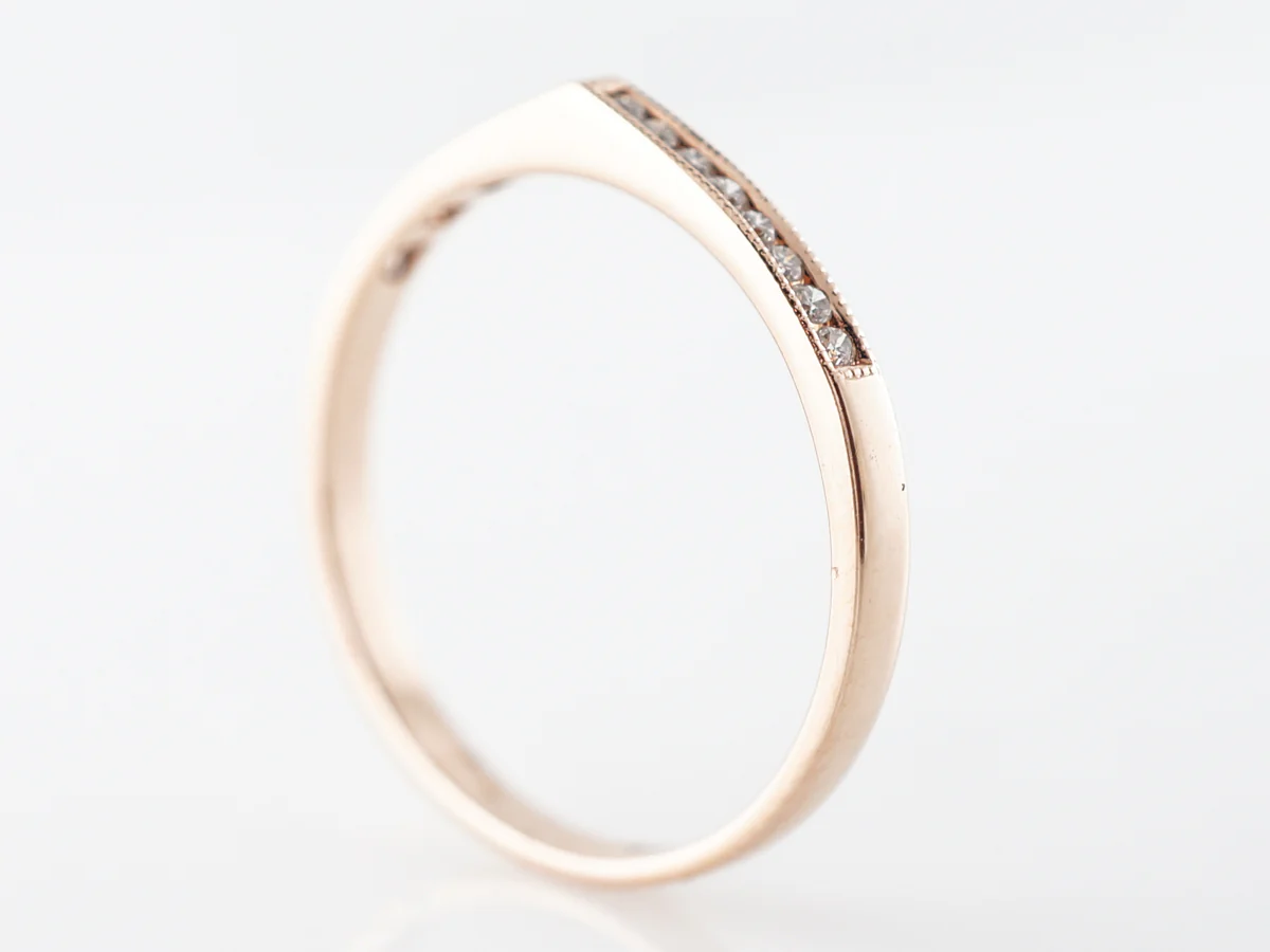 Rose Gold Diamond Wedding Band w/ Milgrain - Image 4