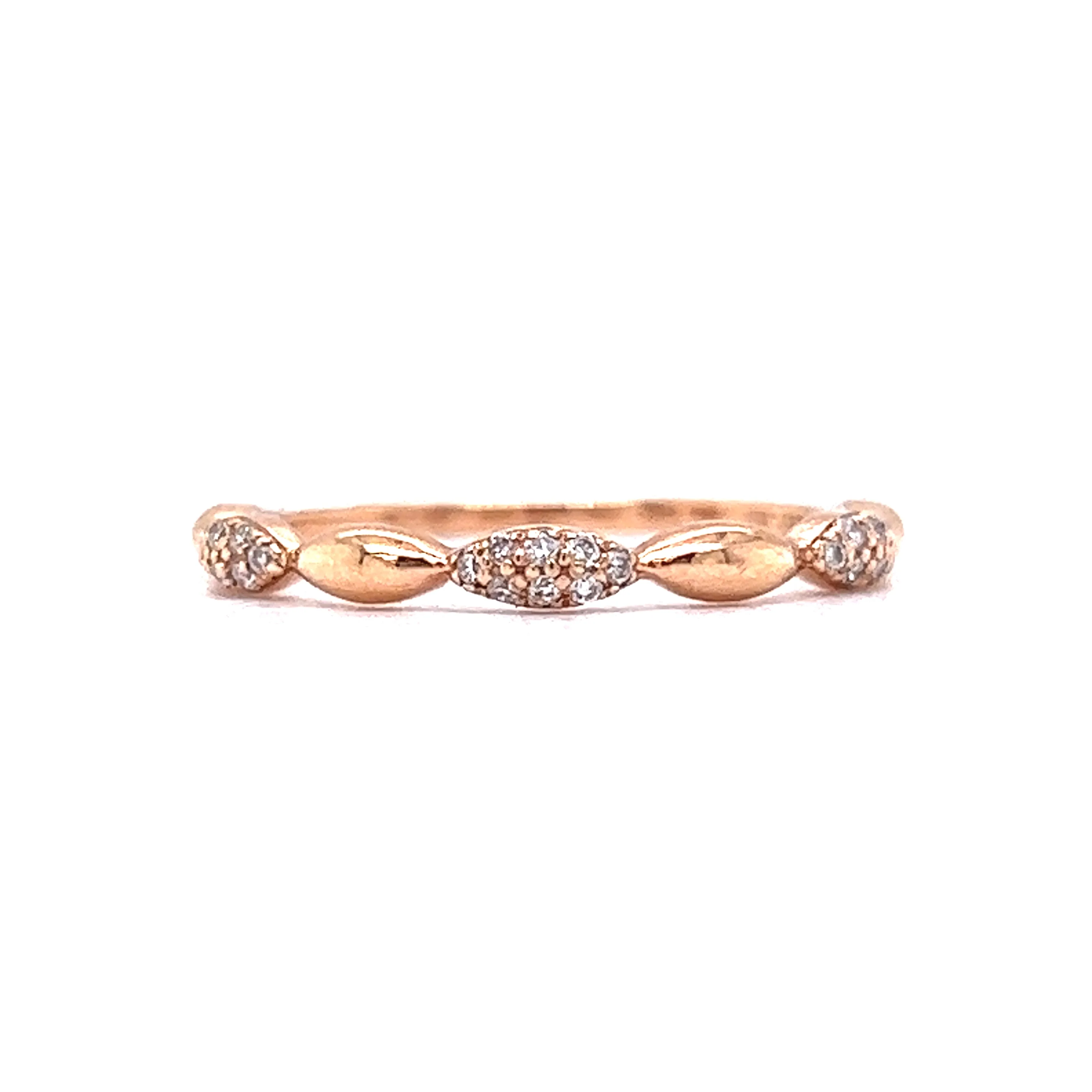 Rose Gold Pave Diamond Wedding Band w/ .10 Carats