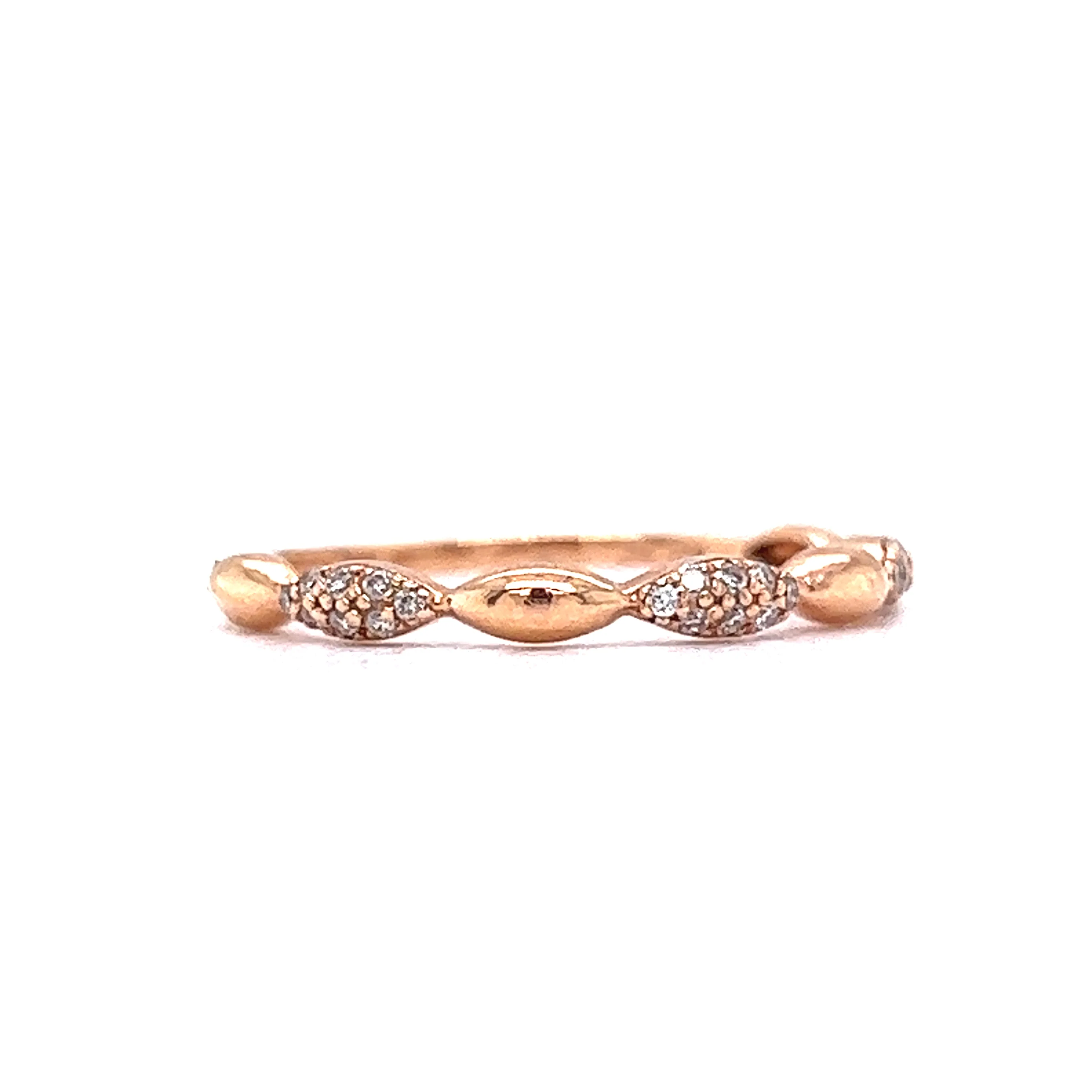 Rose Gold Pave Diamond Wedding Band w/ .10 Carats - Image 3