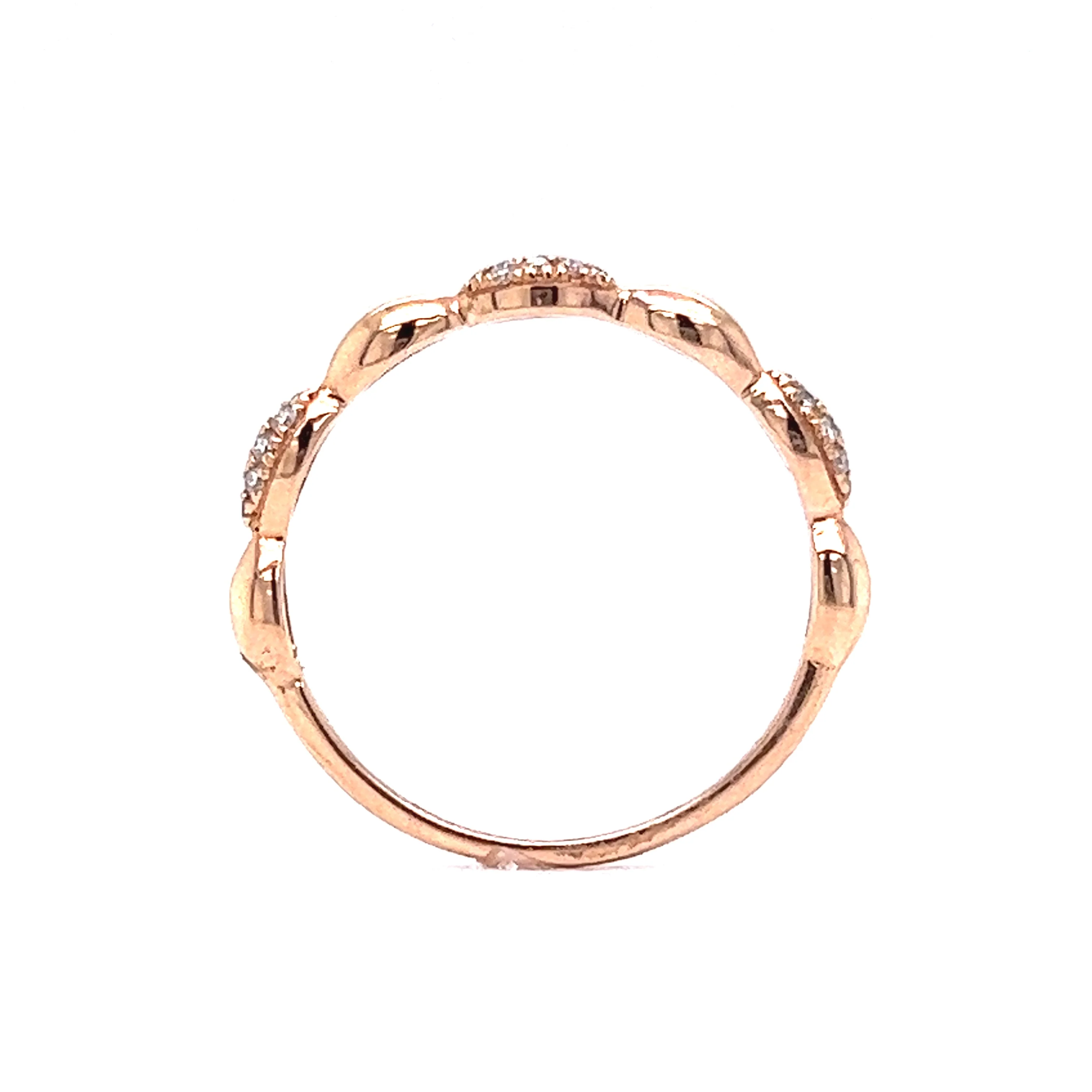 Rose Gold Pave Diamond Wedding Band w/ .10 Carats - Image 4