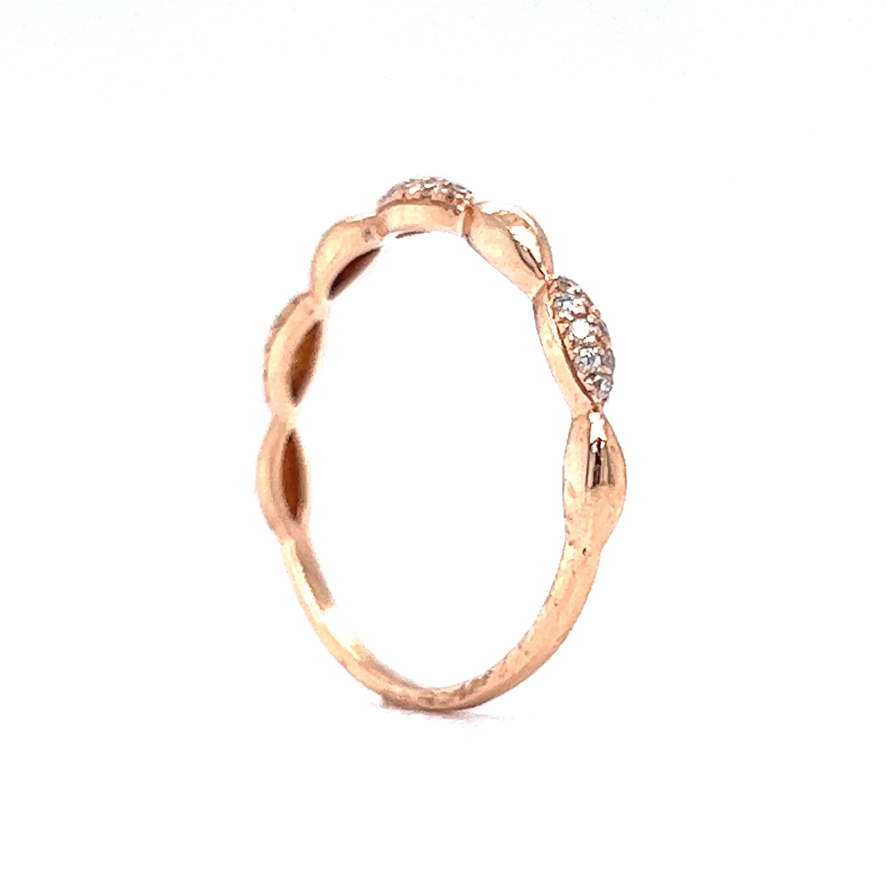 Rose Gold Pave Diamond Wedding Band w/ .10 Carats - Image 5