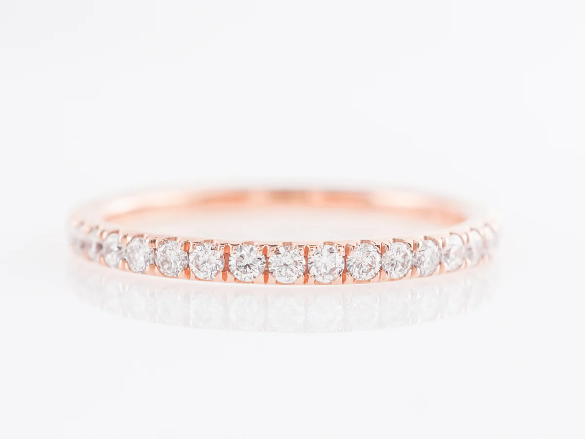 Rose Gold Wedding Band w/ Diamonds in 14k