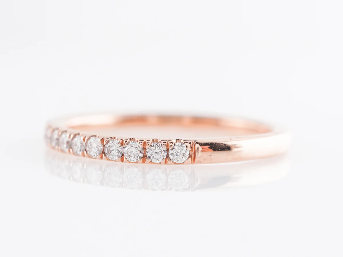 Rose Gold Wedding Band w/ Diamonds in 14k - Image 2