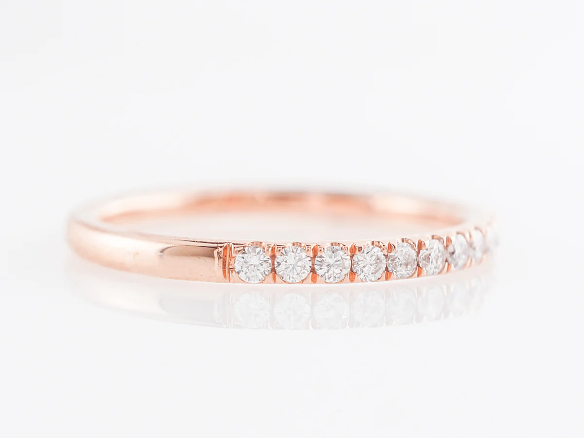 Rose Gold Wedding Band w/ Diamonds in 14k - Image 3