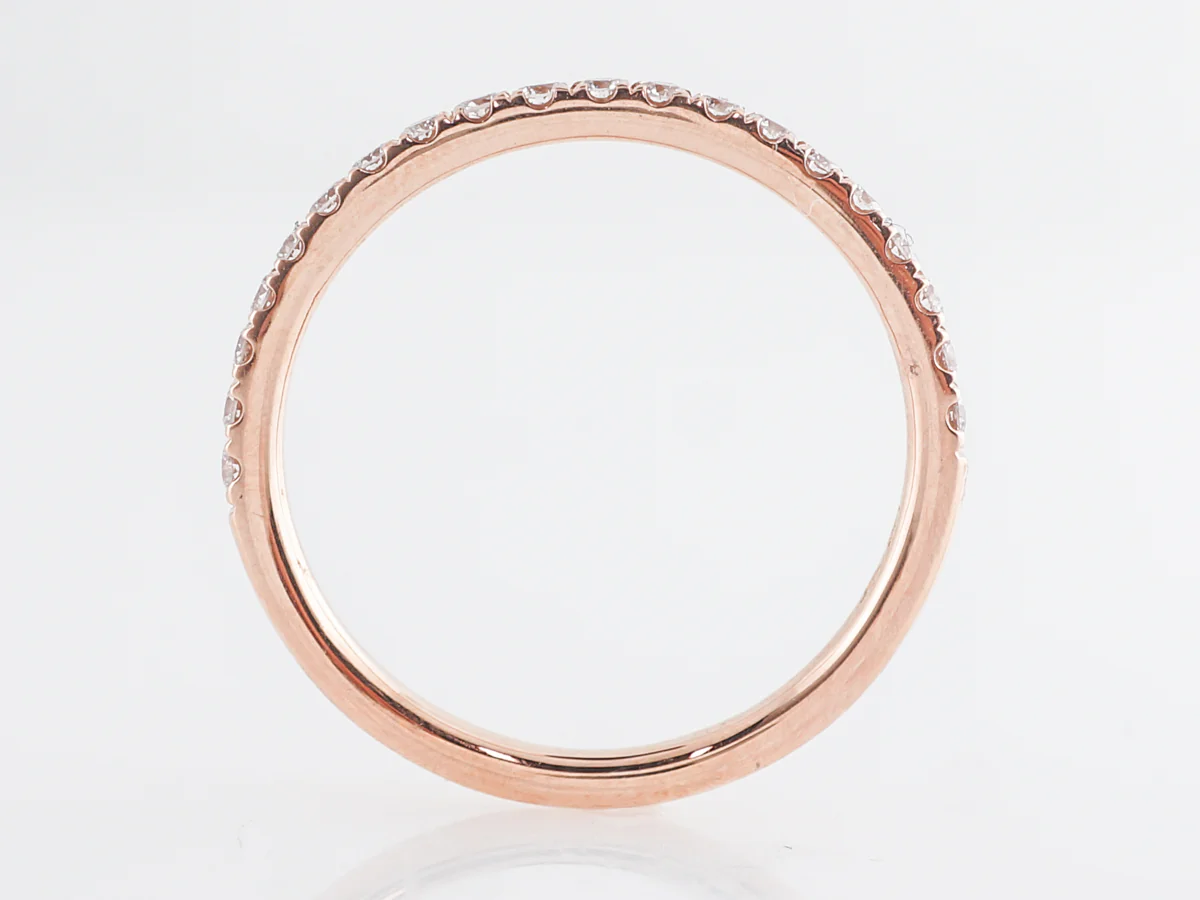 Rose Gold Wedding Band w/ Diamonds in 14k - Image 4