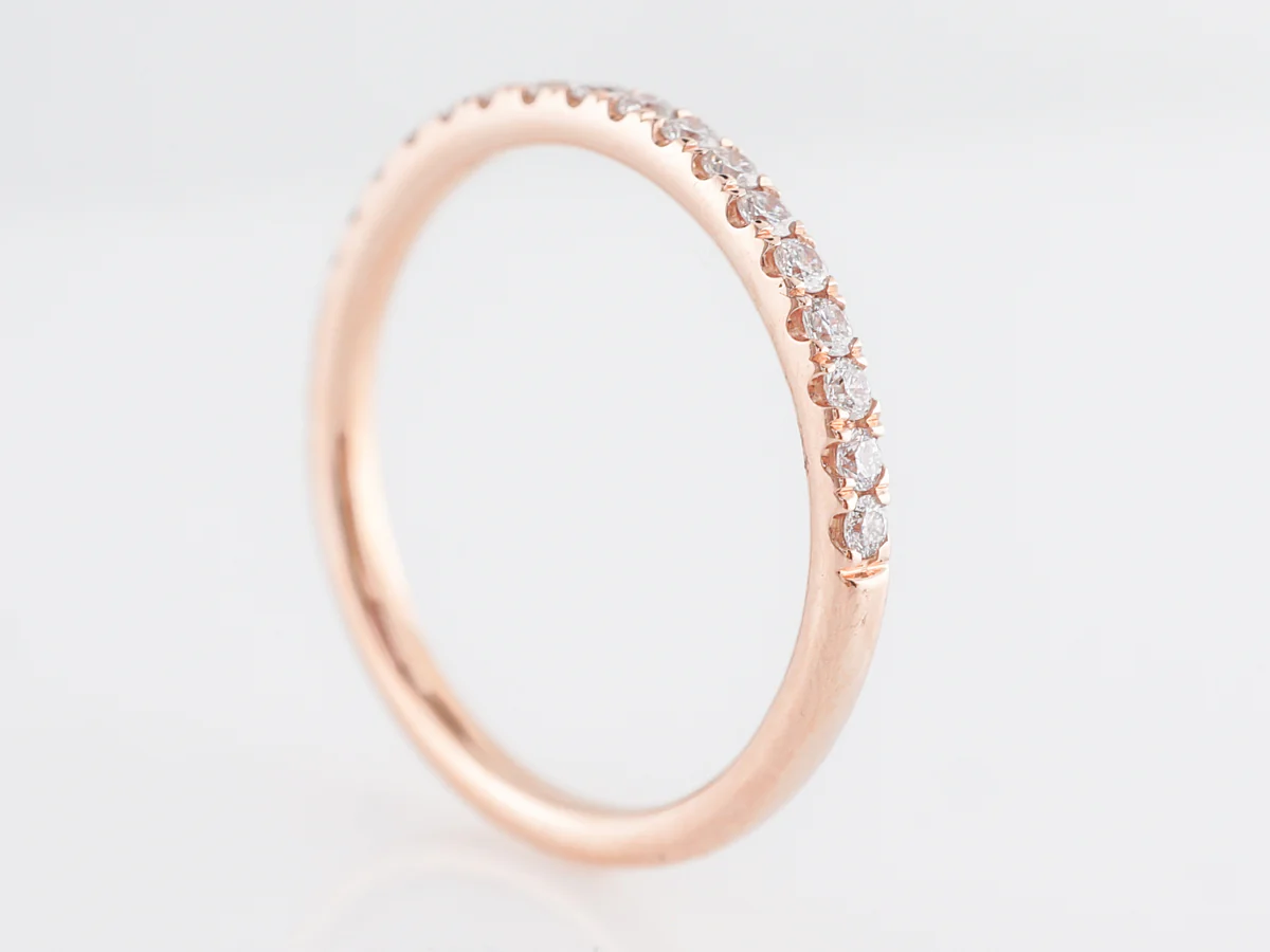 Rose Gold Wedding Band w/ Diamonds in 14k - Image 5