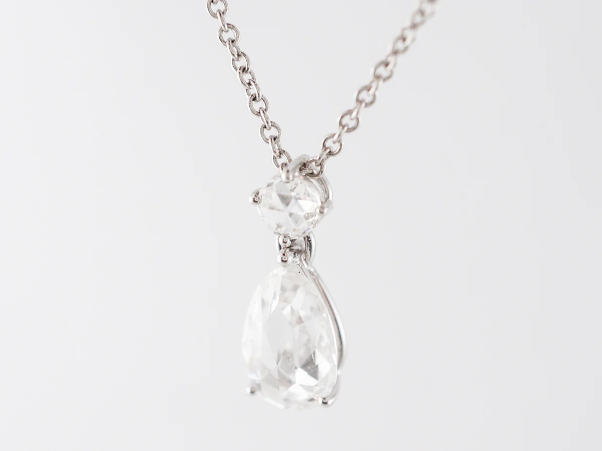 Rose & Pear Shape Diamond Pendant White Gold - Image 3
