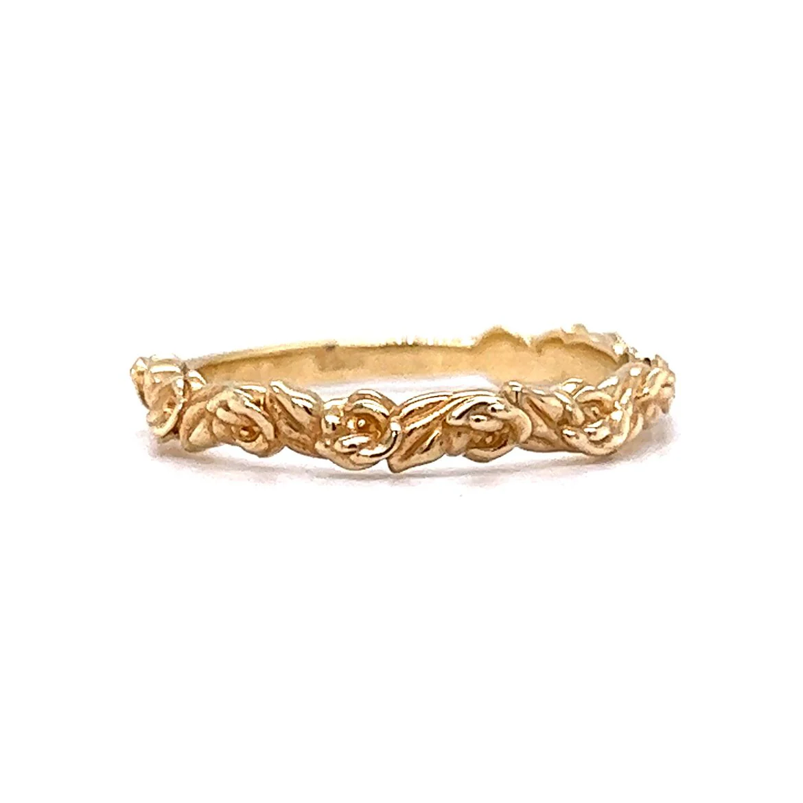Rose Textured Wedding Band in 14k Yellow Gold - Image 3