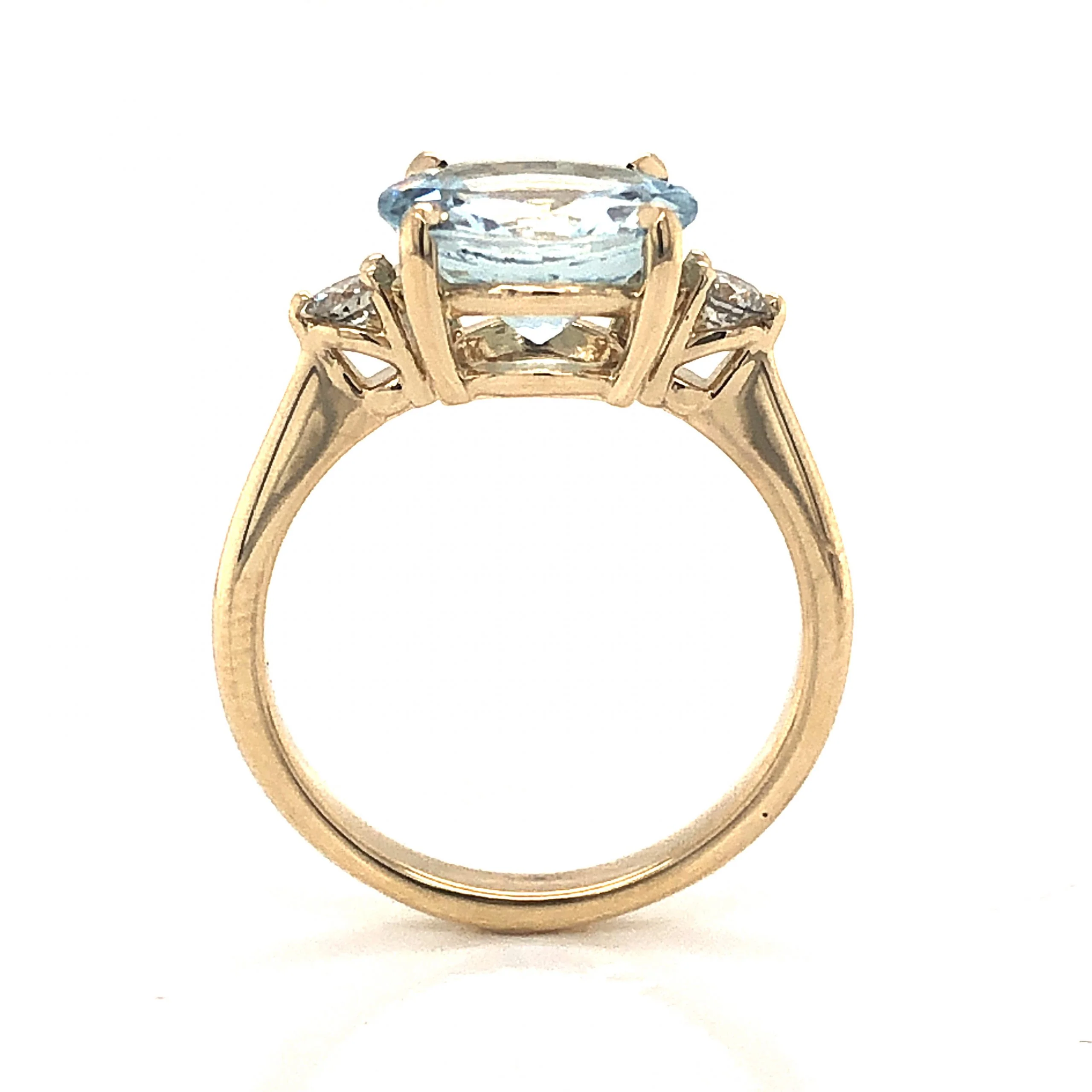 Round Aquamarine Engagement Ring in 14k Yellow Gold - Image 4