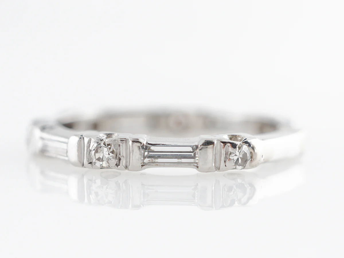 Round & Baguette Cut Diamond Wedding Band in Platinum - Image 2