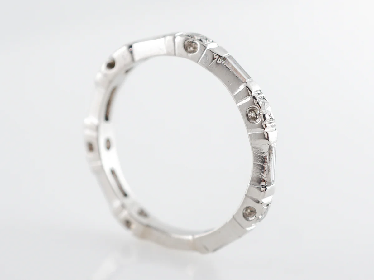 Round & Baguette Cut Diamond Wedding Band in Platinum - Image 5
