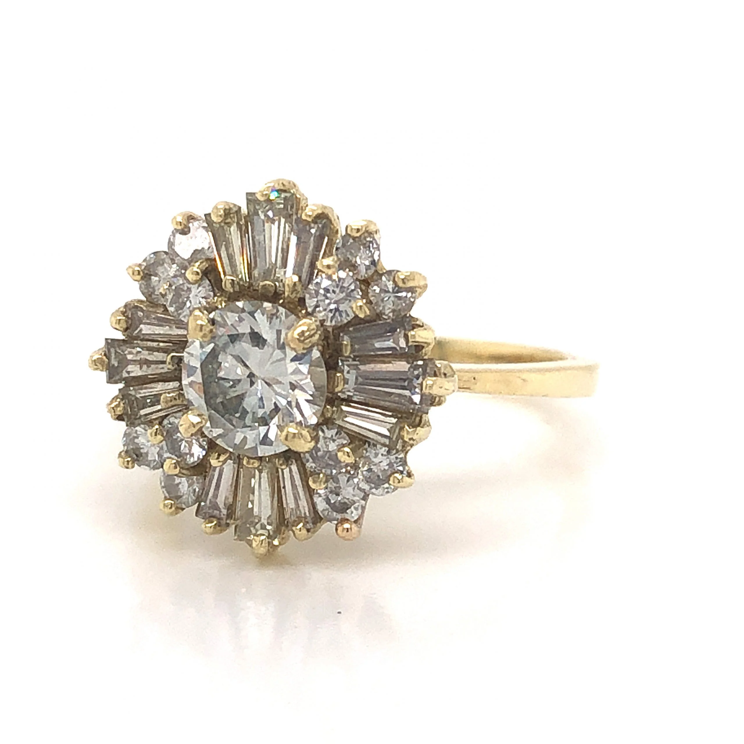 Round Ballerina Halo Diamond Engagement Ring in 14k Yellow Gold - Image 2