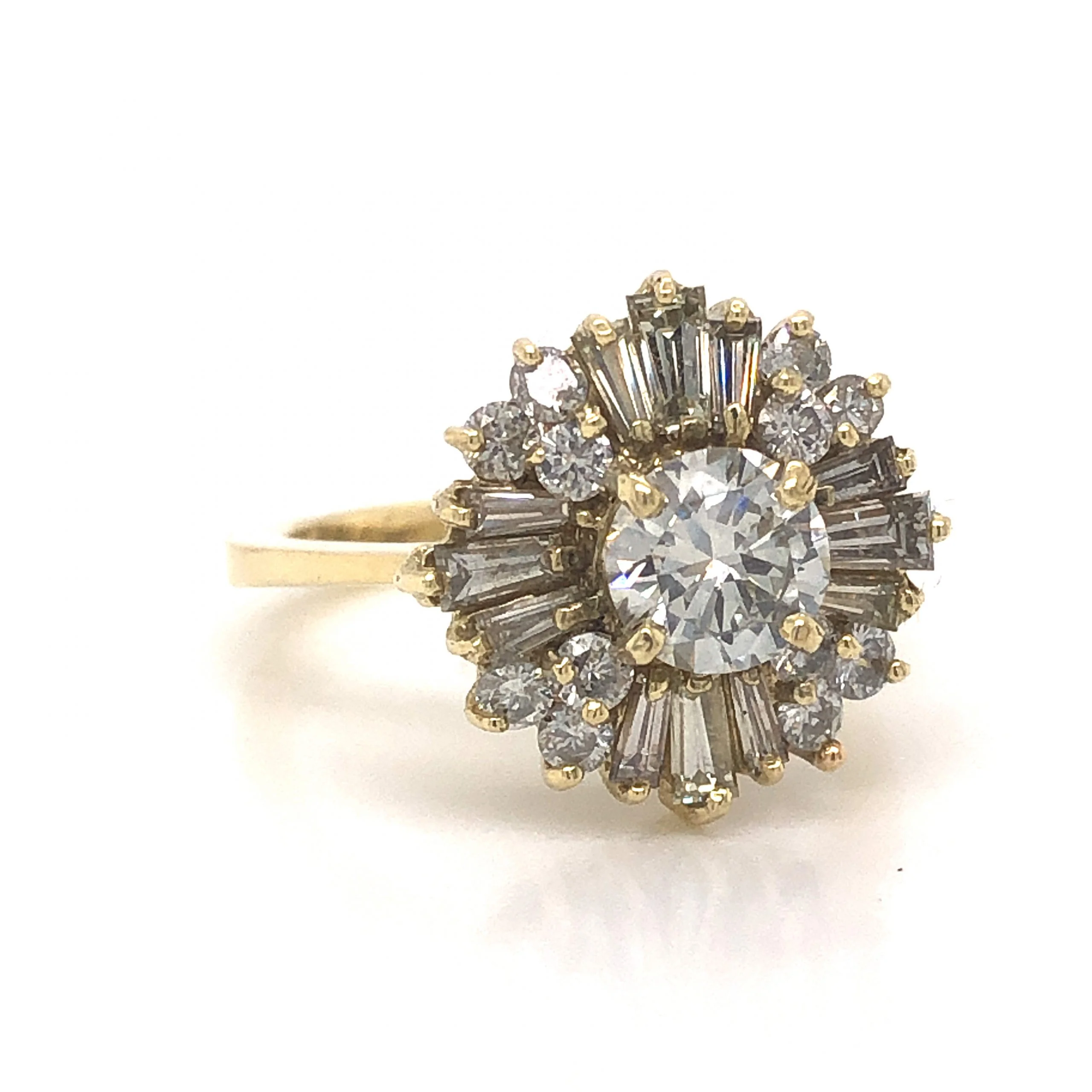 Round Ballerina Halo Diamond Engagement Ring in 14k Yellow Gold - Image 3