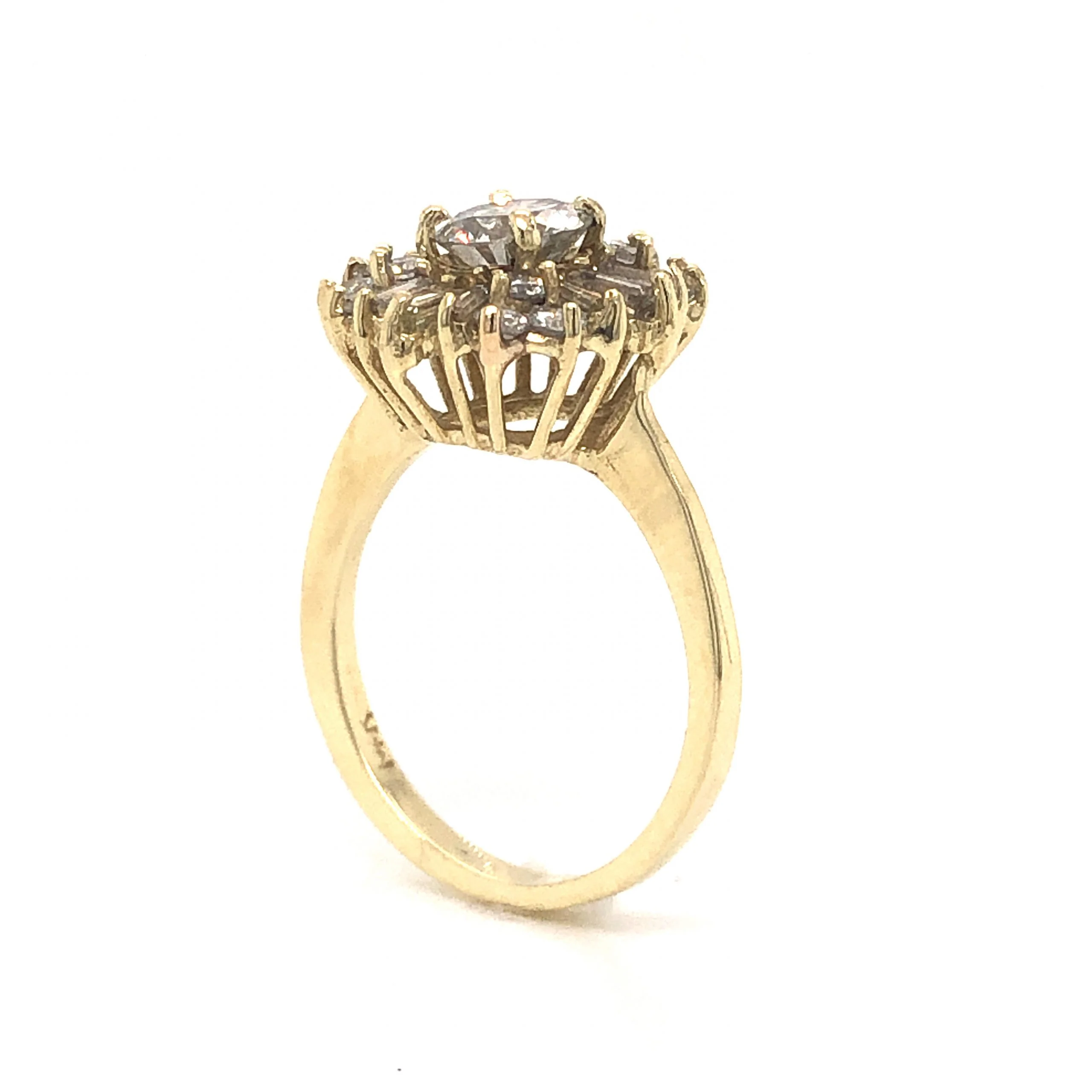 Round Ballerina Halo Diamond Engagement Ring in 14k Yellow Gold - Image 4