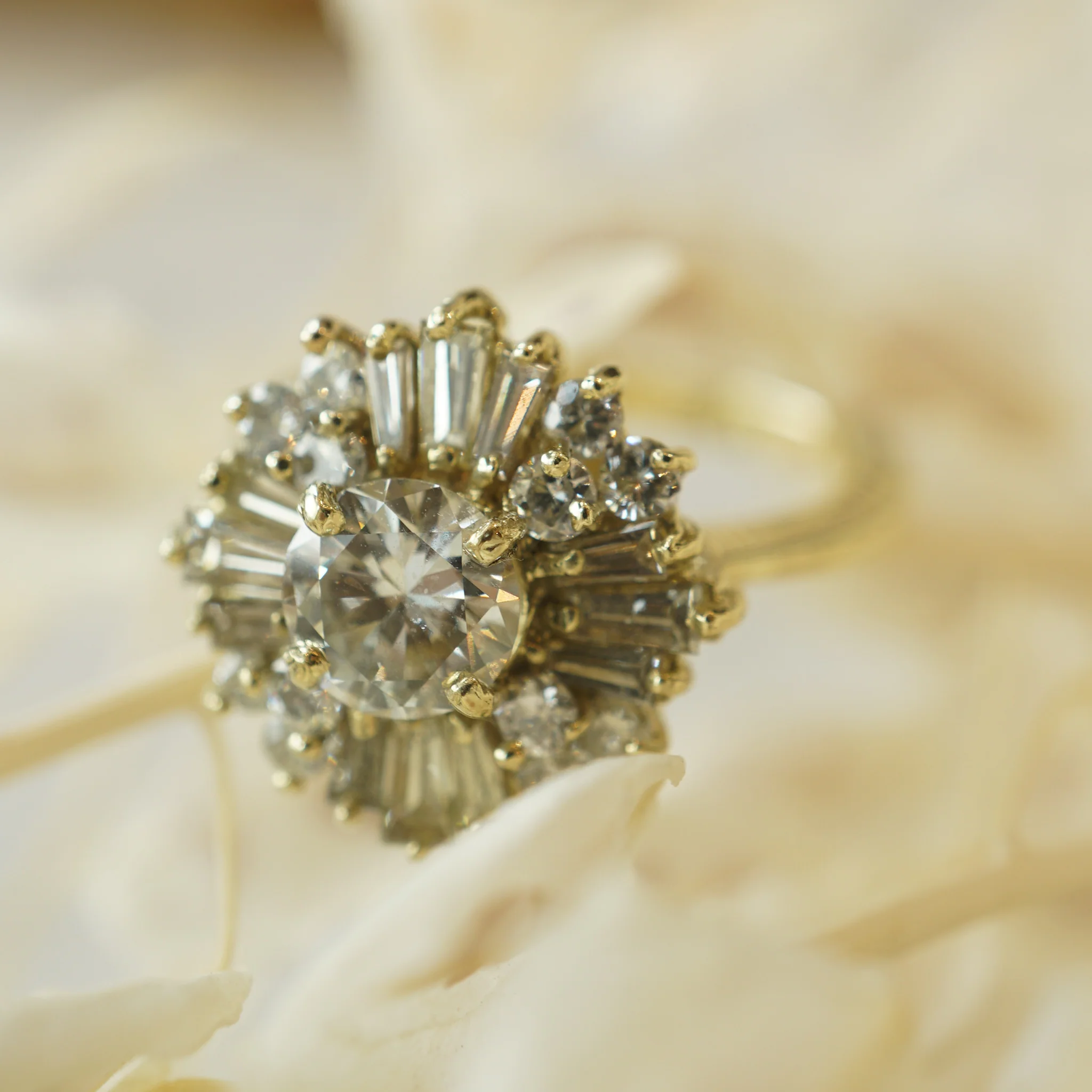 Round Ballerina Halo Diamond Engagement Ring in 14k Yellow Gold - Image 5