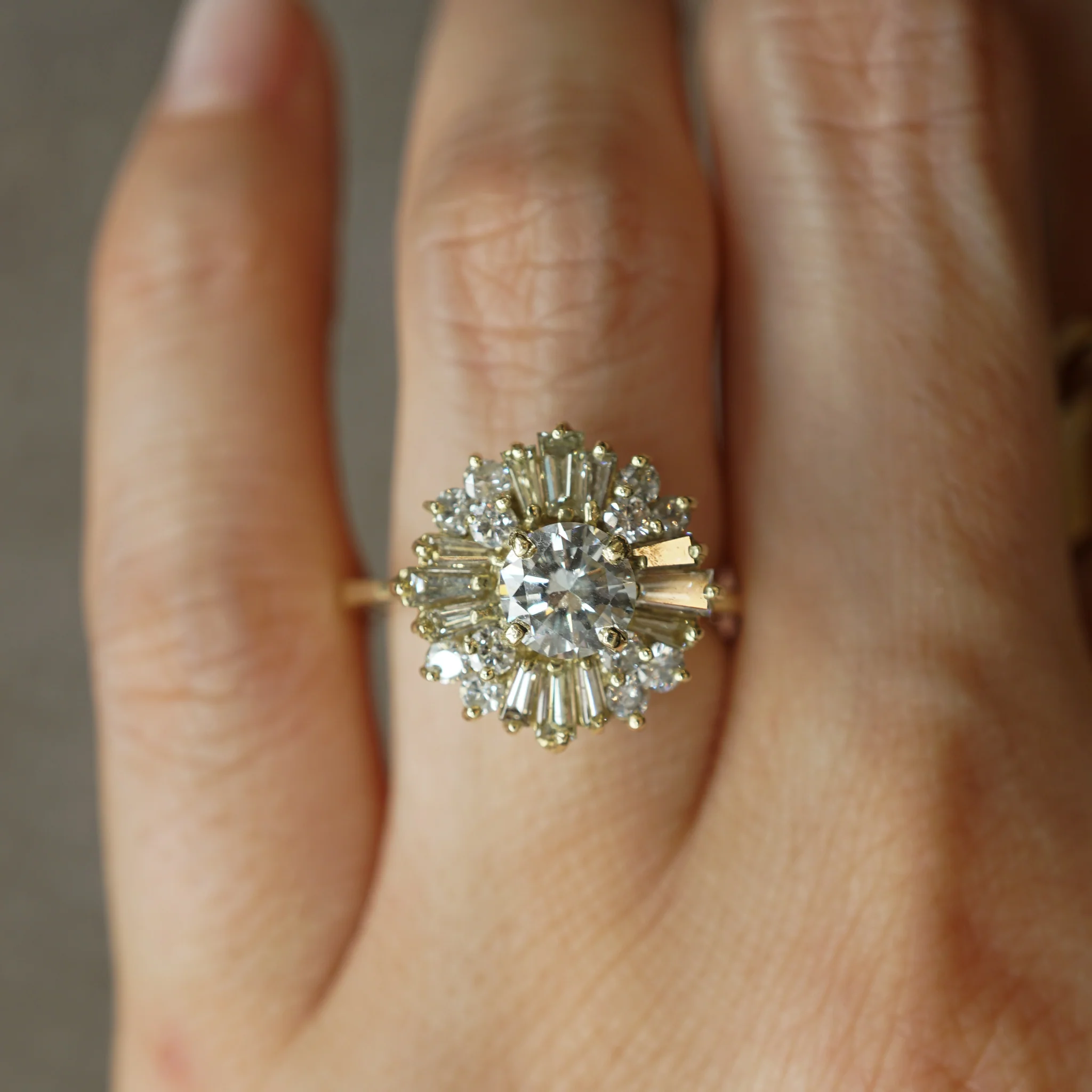 Round Ballerina Halo Diamond Engagement Ring in 14k Yellow Gold - Image 6